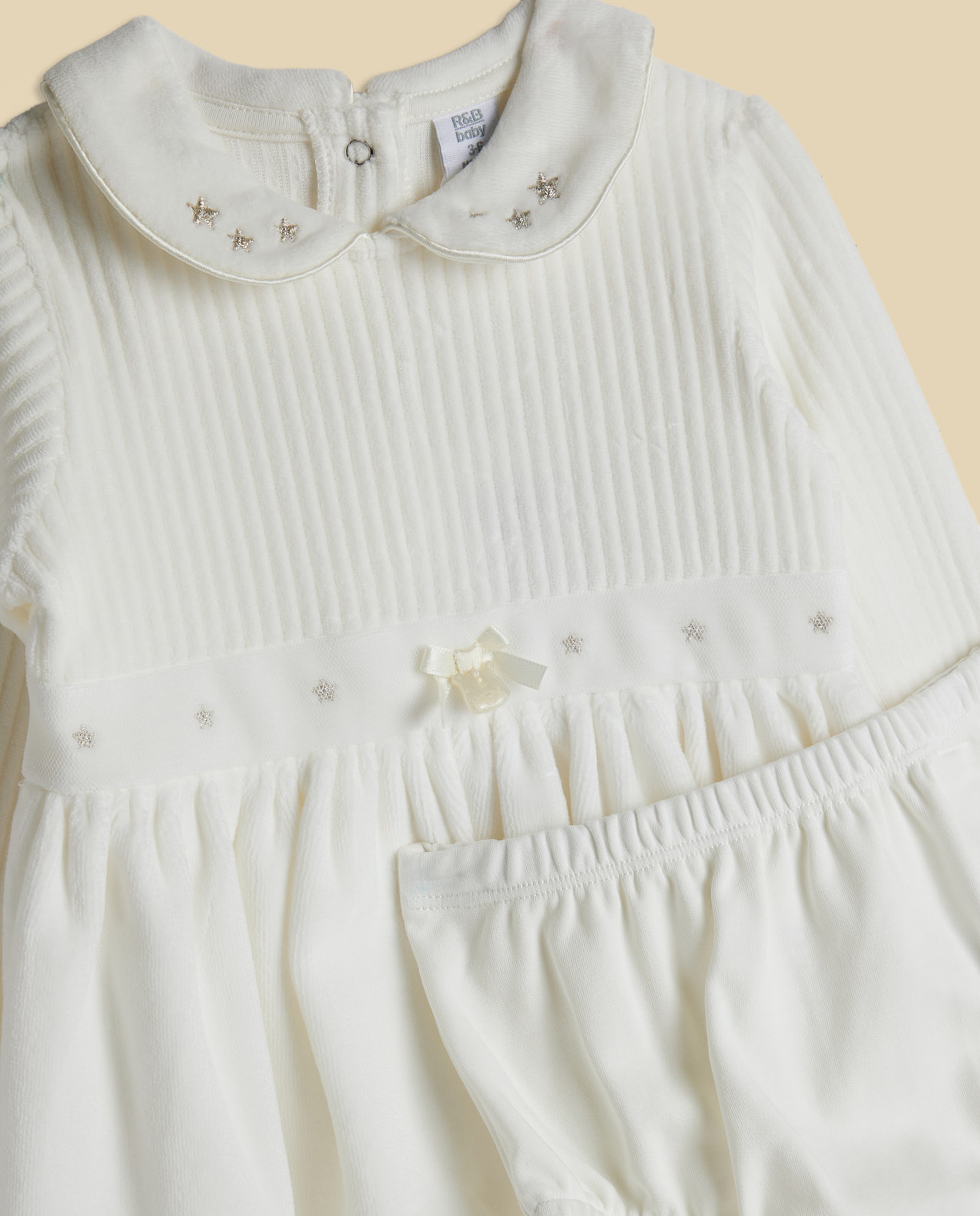 Embroidered Knitted Fit and Flare Dress with Brief