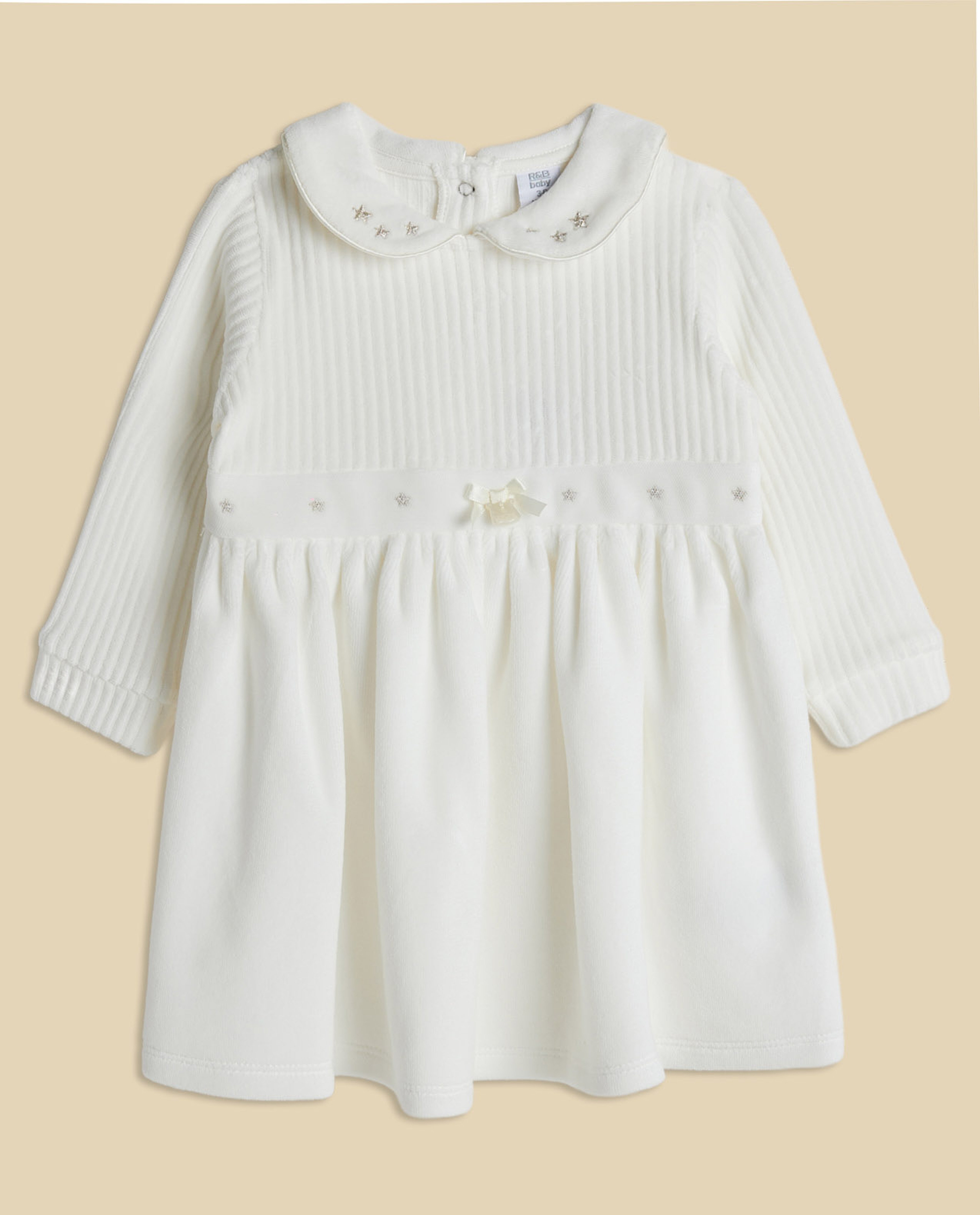 Embroidered Knitted Fit and Flare Dress with Brief