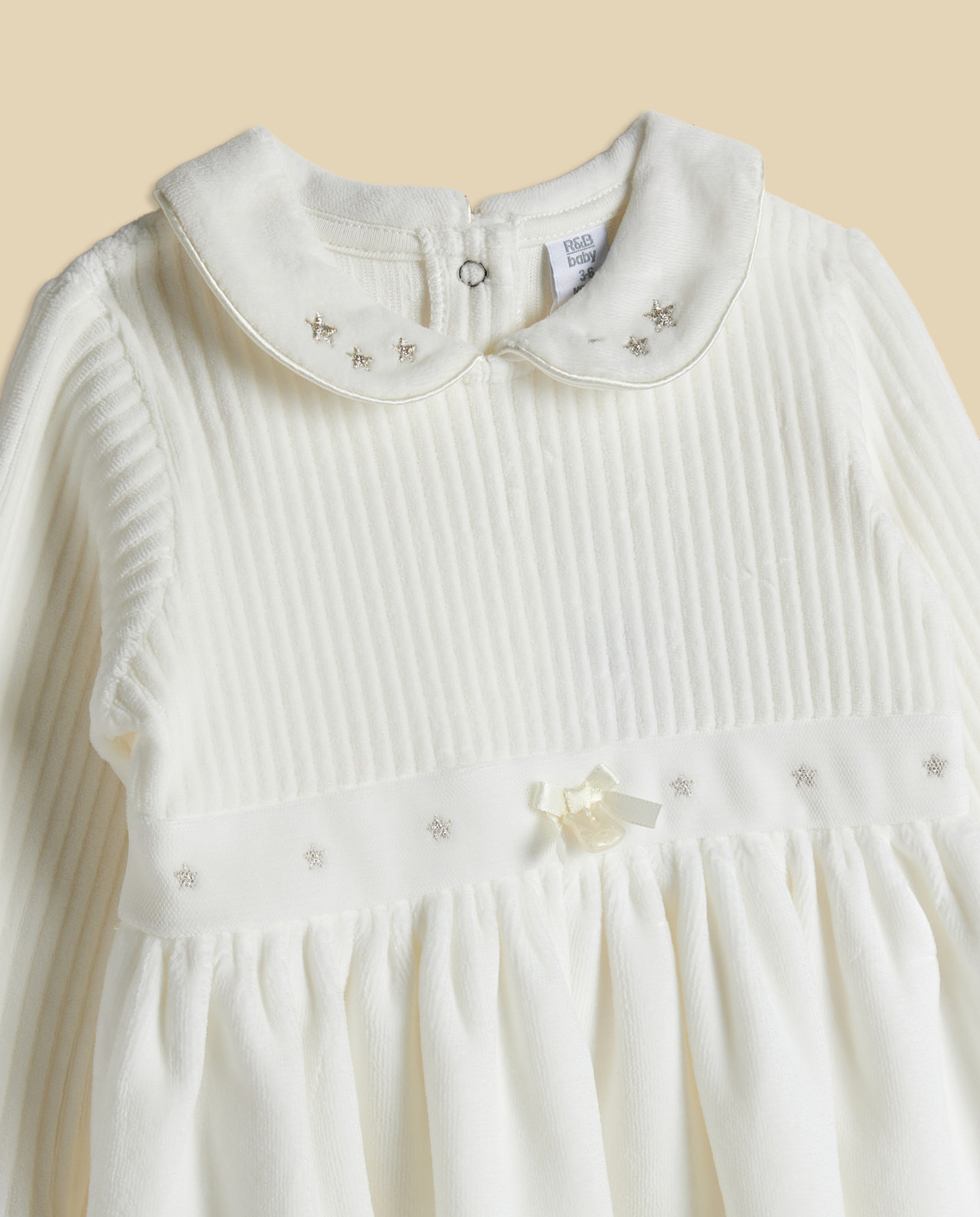 Embroidered Knitted Fit and Flare Dress with Brief