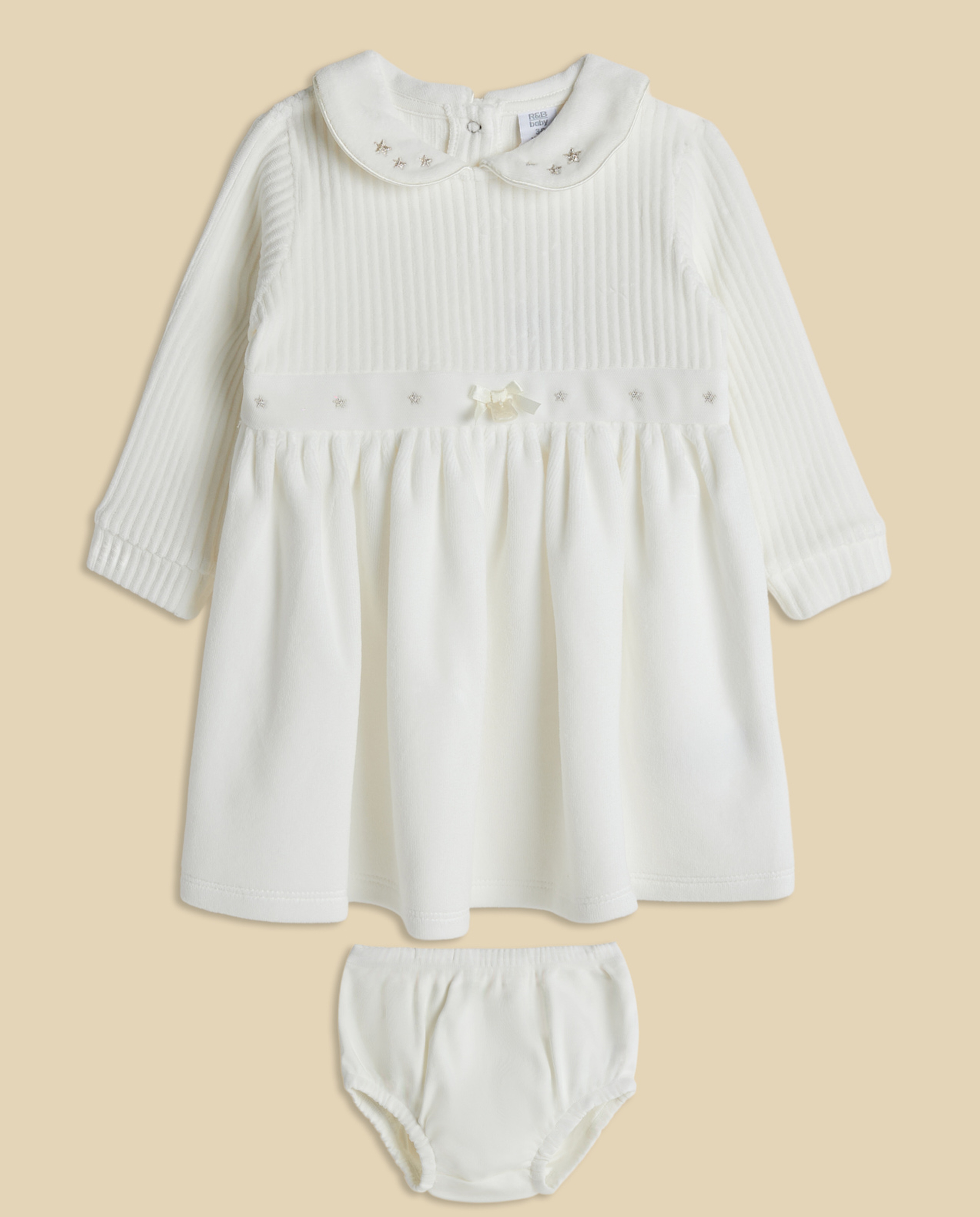 Embroidered Knitted Fit and Flare Dress with Brief