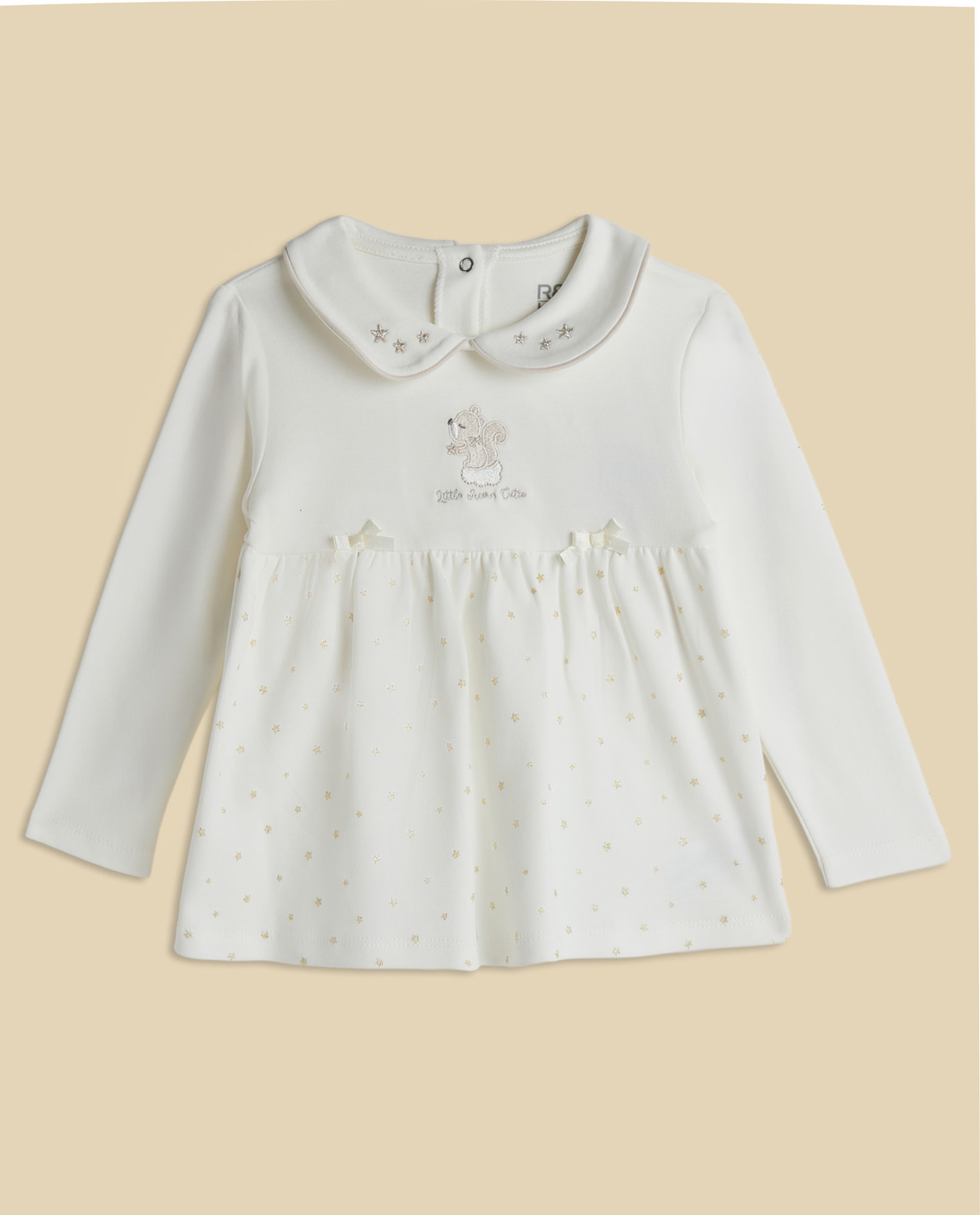 Appliqued Collared Clothing Set