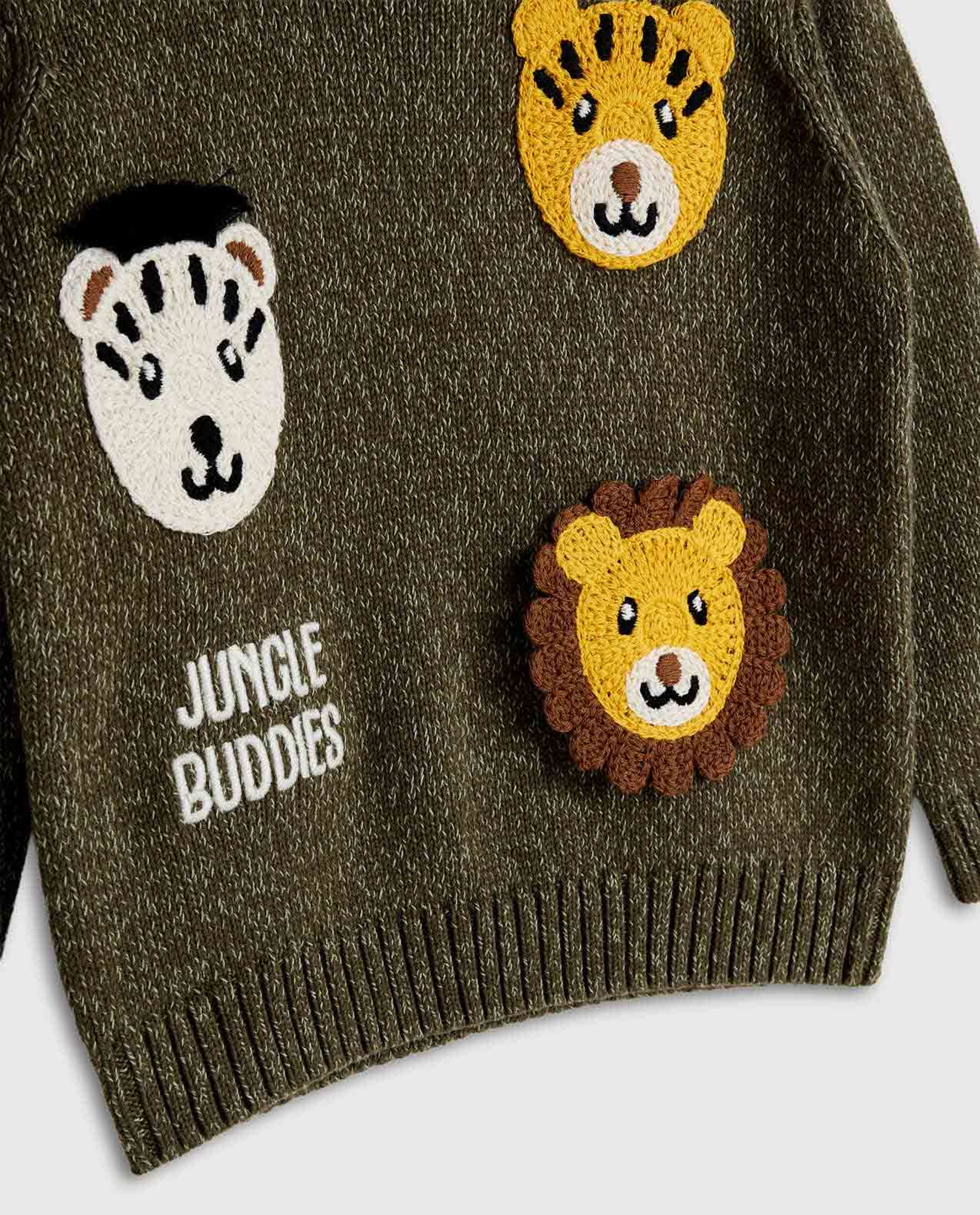 Embroidered Sweater with Crew Neck and Long Sleeves