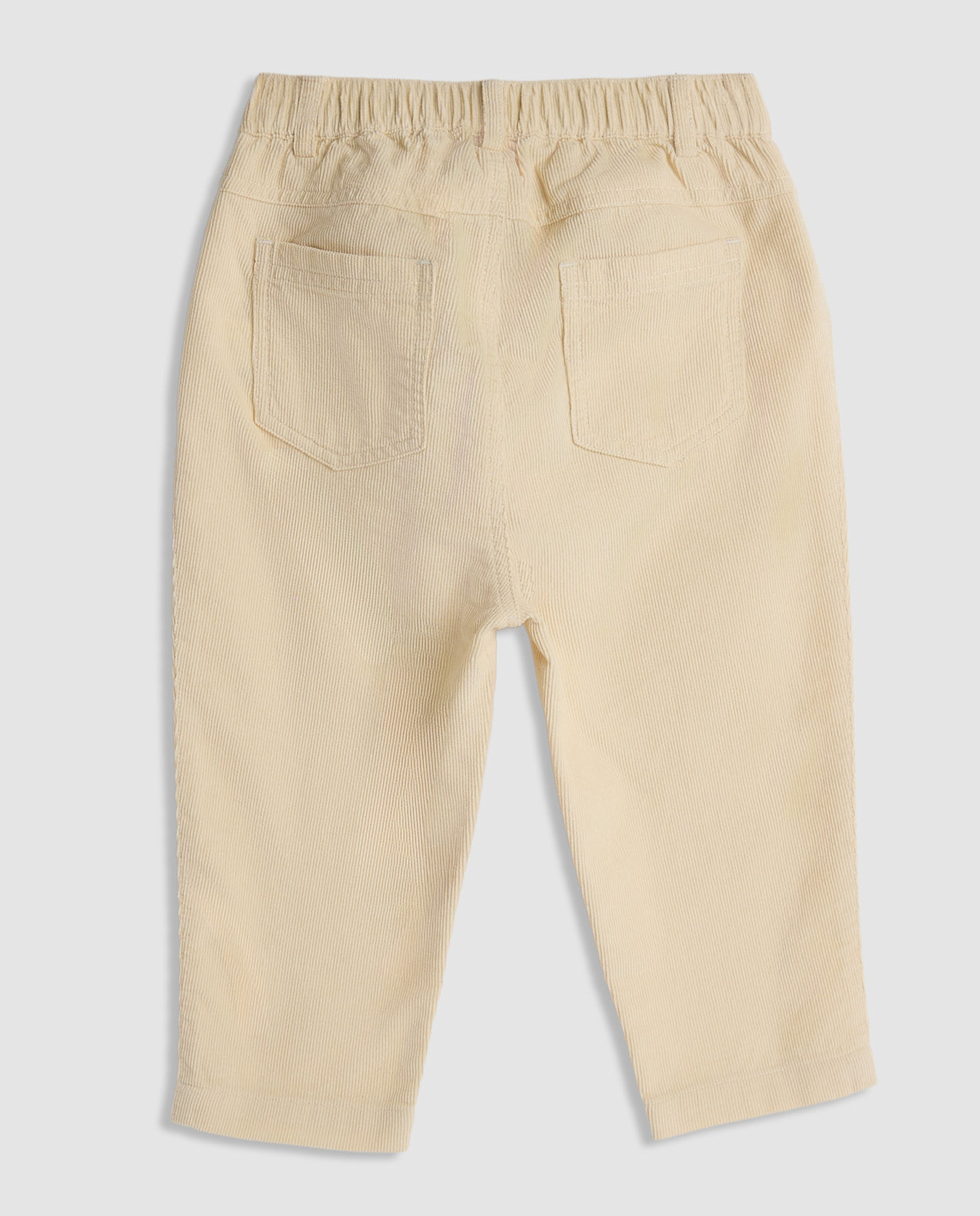 Textured Relaxed Fit Pants with Button Closure