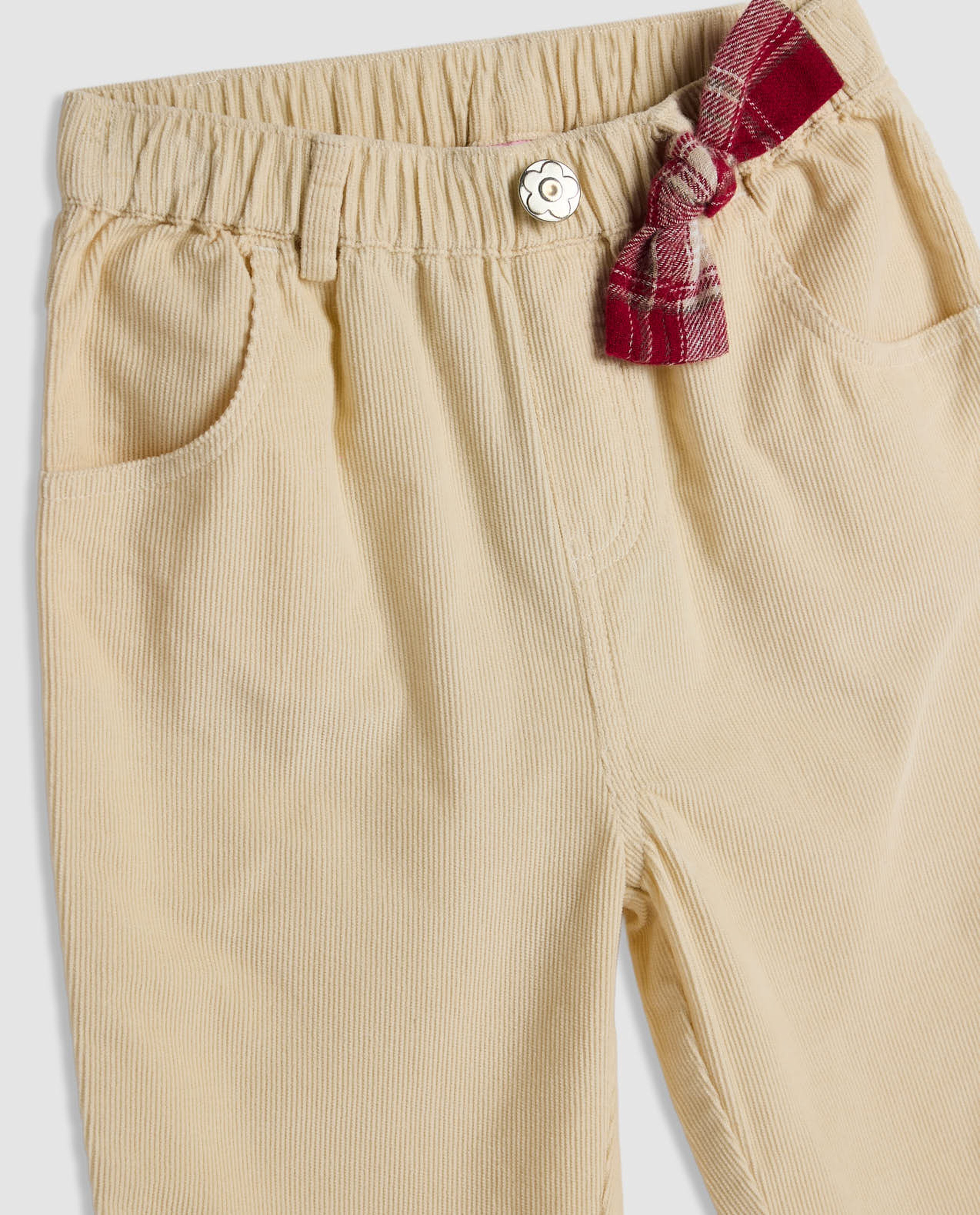 Textured Relaxed Fit Pants with Button Closure
