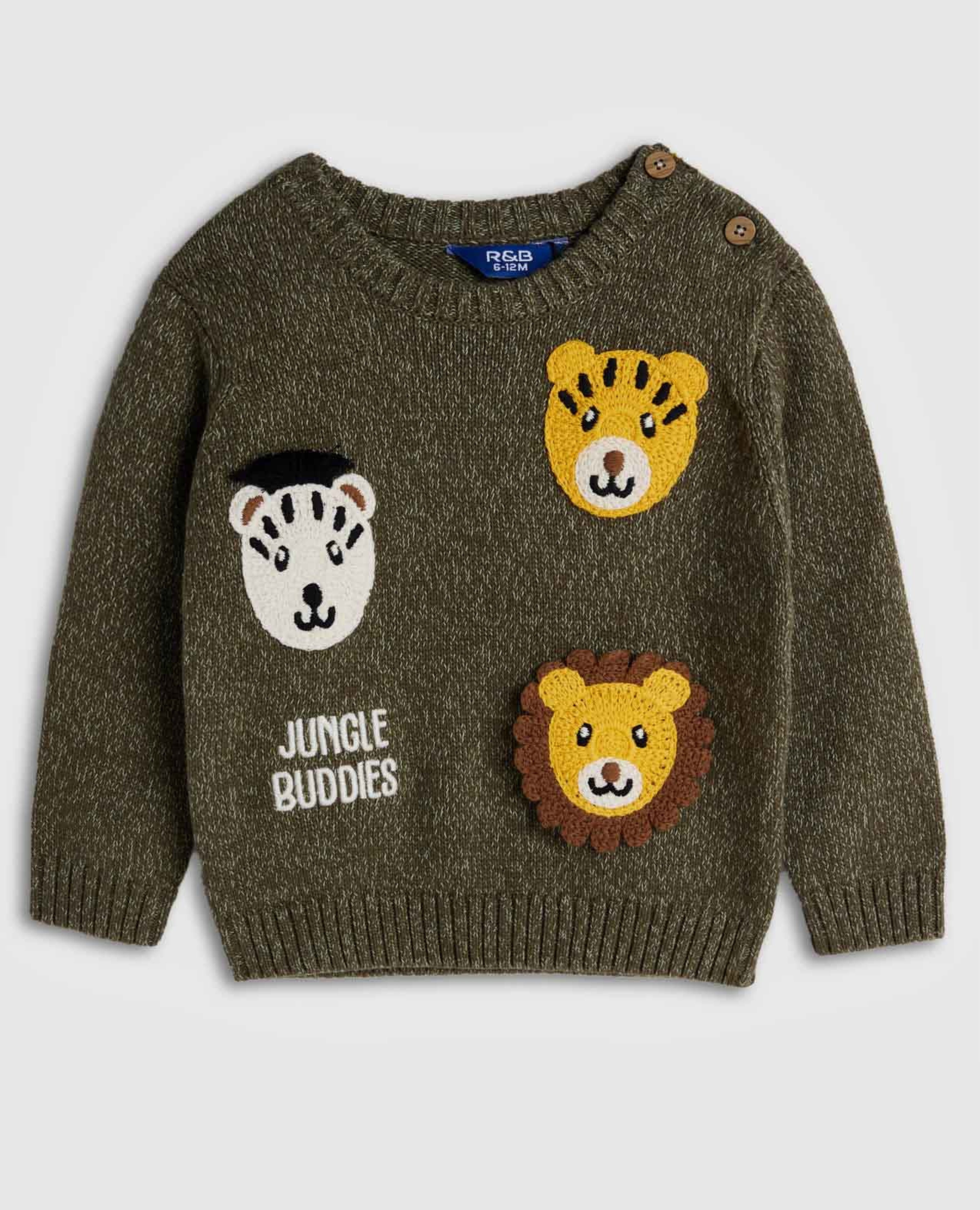 Embroidered Sweater with Crew Neck and Long Sleeves