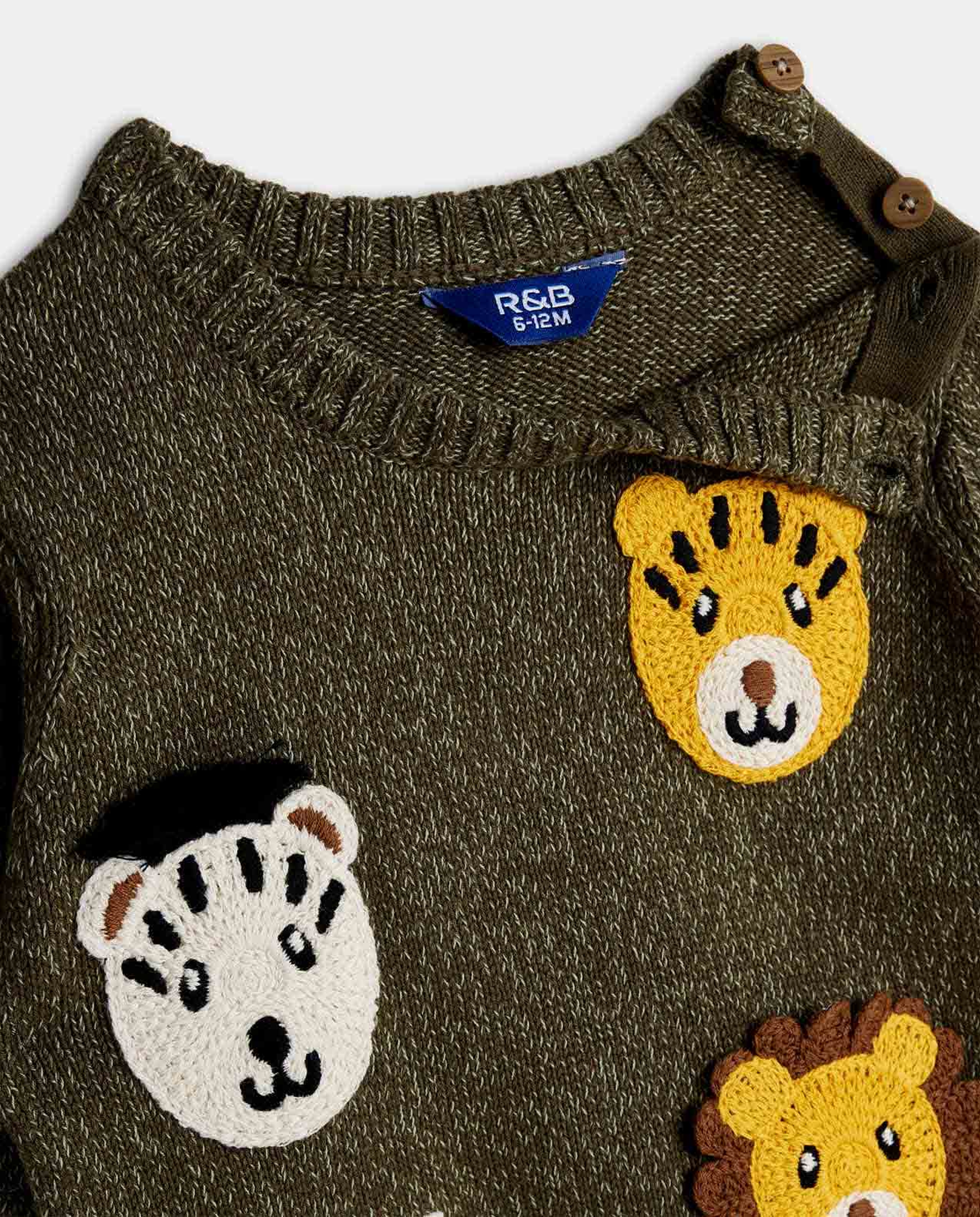 Embroidered Sweater with Crew Neck and Long Sleeves