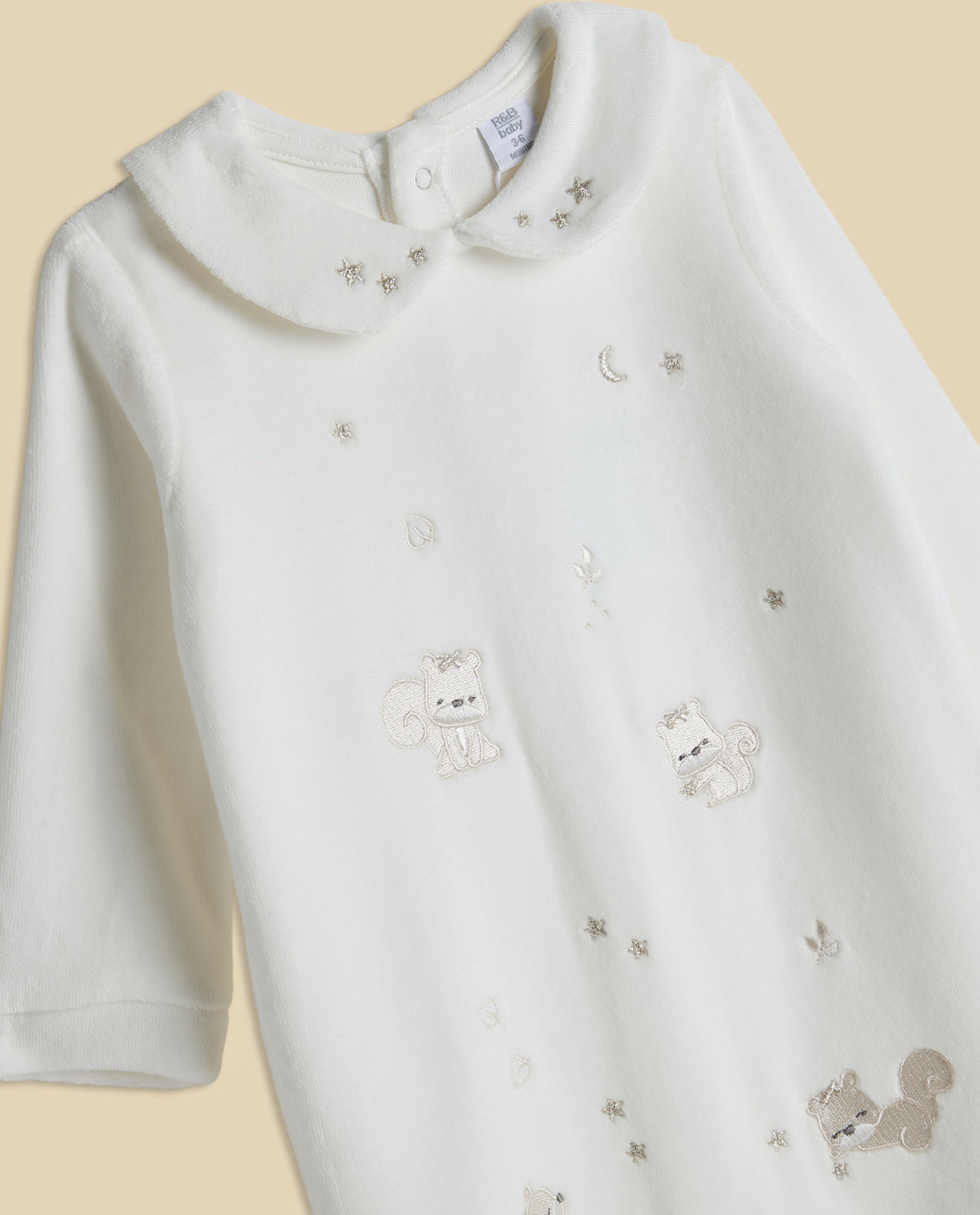Appliqued Collared Footed Sleepsuit