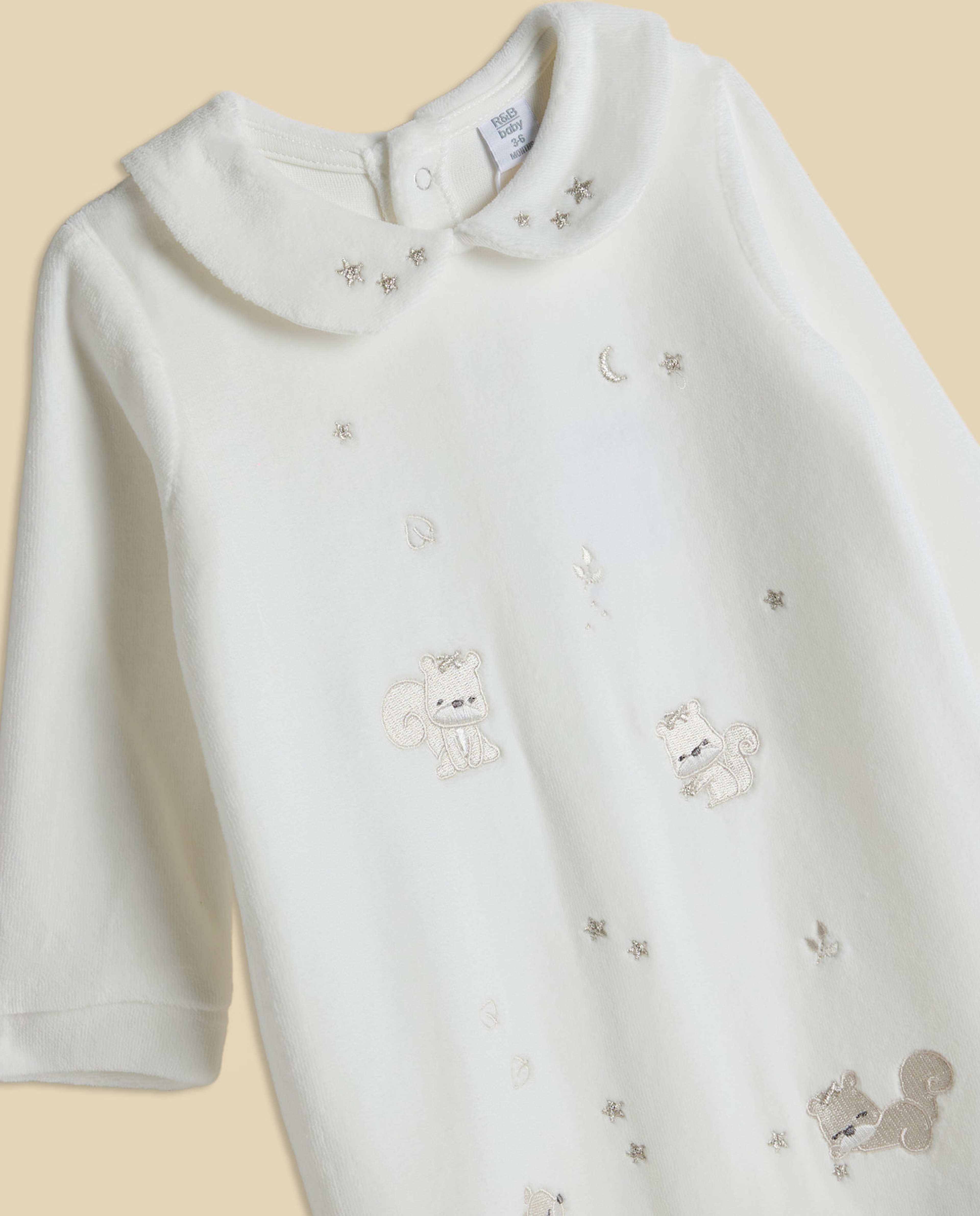Appliqued Collared Footed Sleepsuit