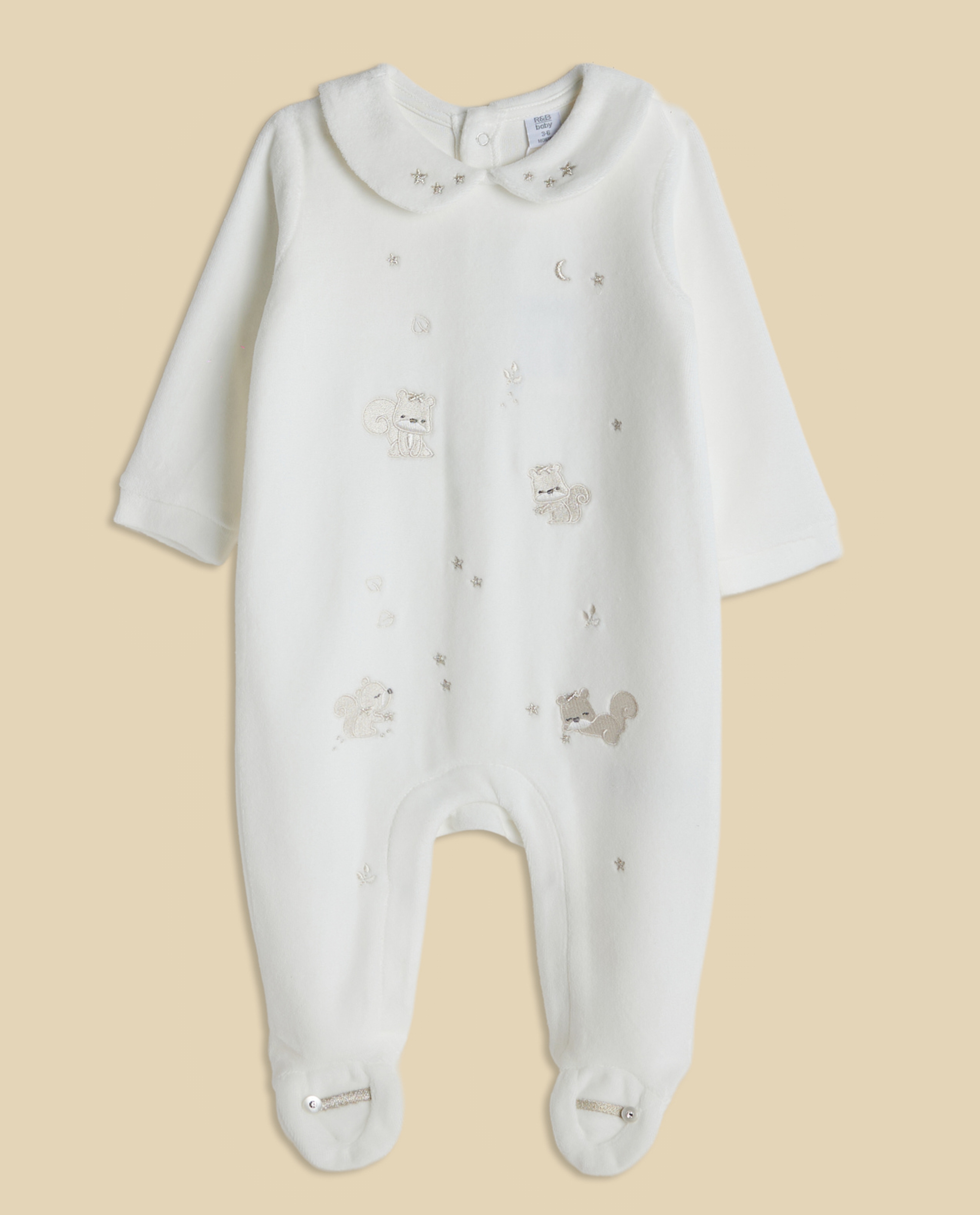 Appliqued Collared Footed Sleepsuit