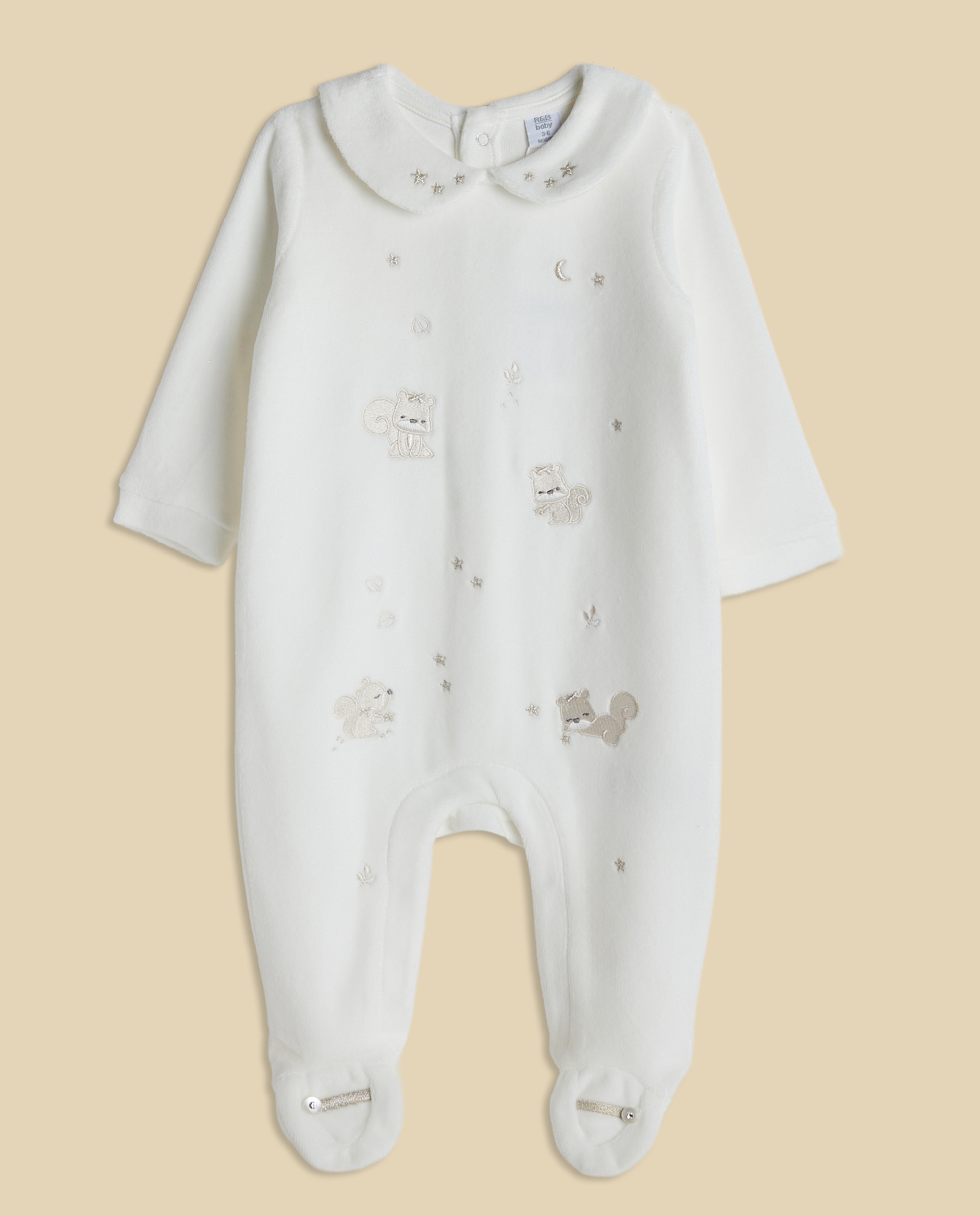 Appliqued Collared Footed Sleepsuit