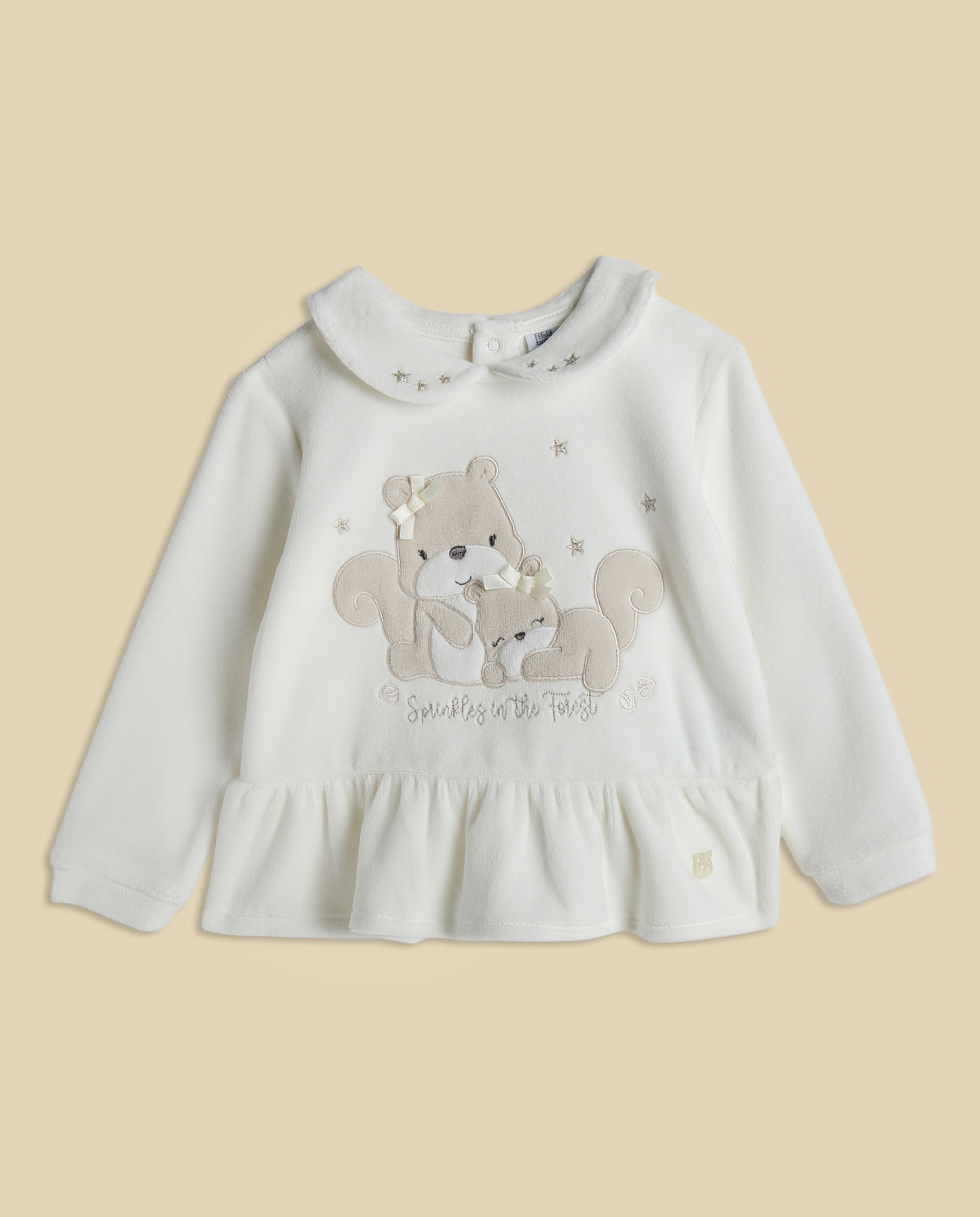 Appliqued Collared Clothing Set