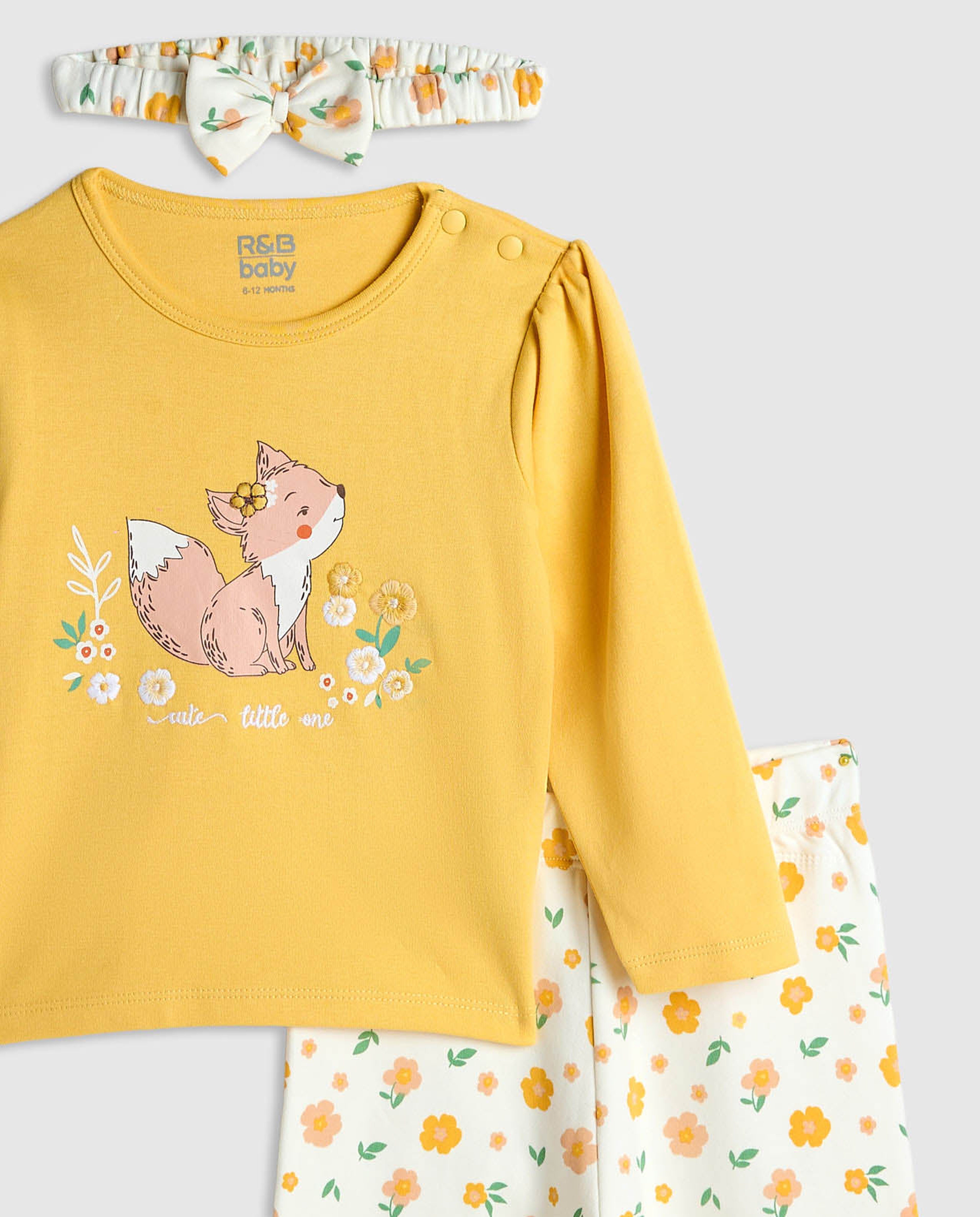 Printed Clothing Set with Headband