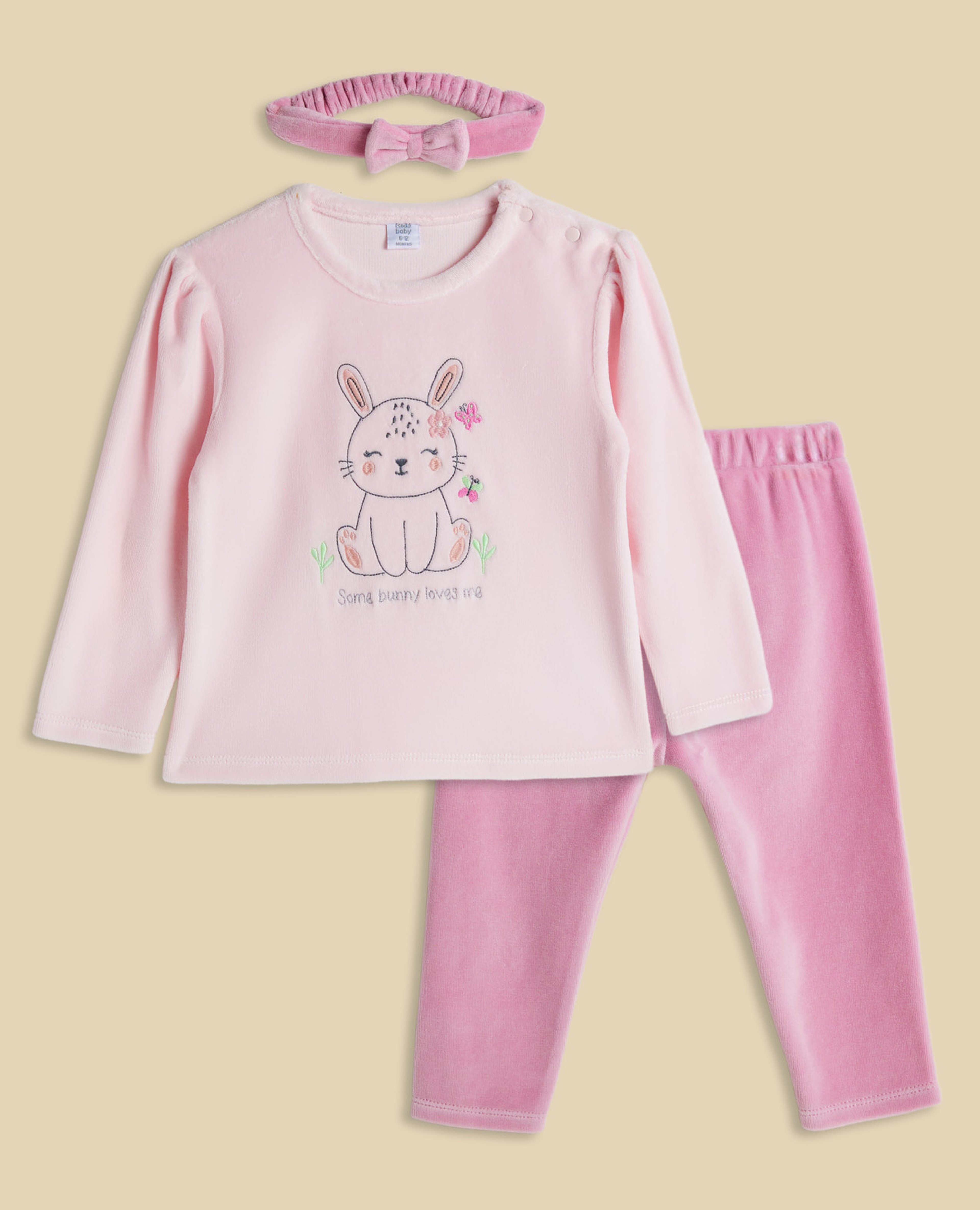 طقم ملابس مطرز بربطة شعر