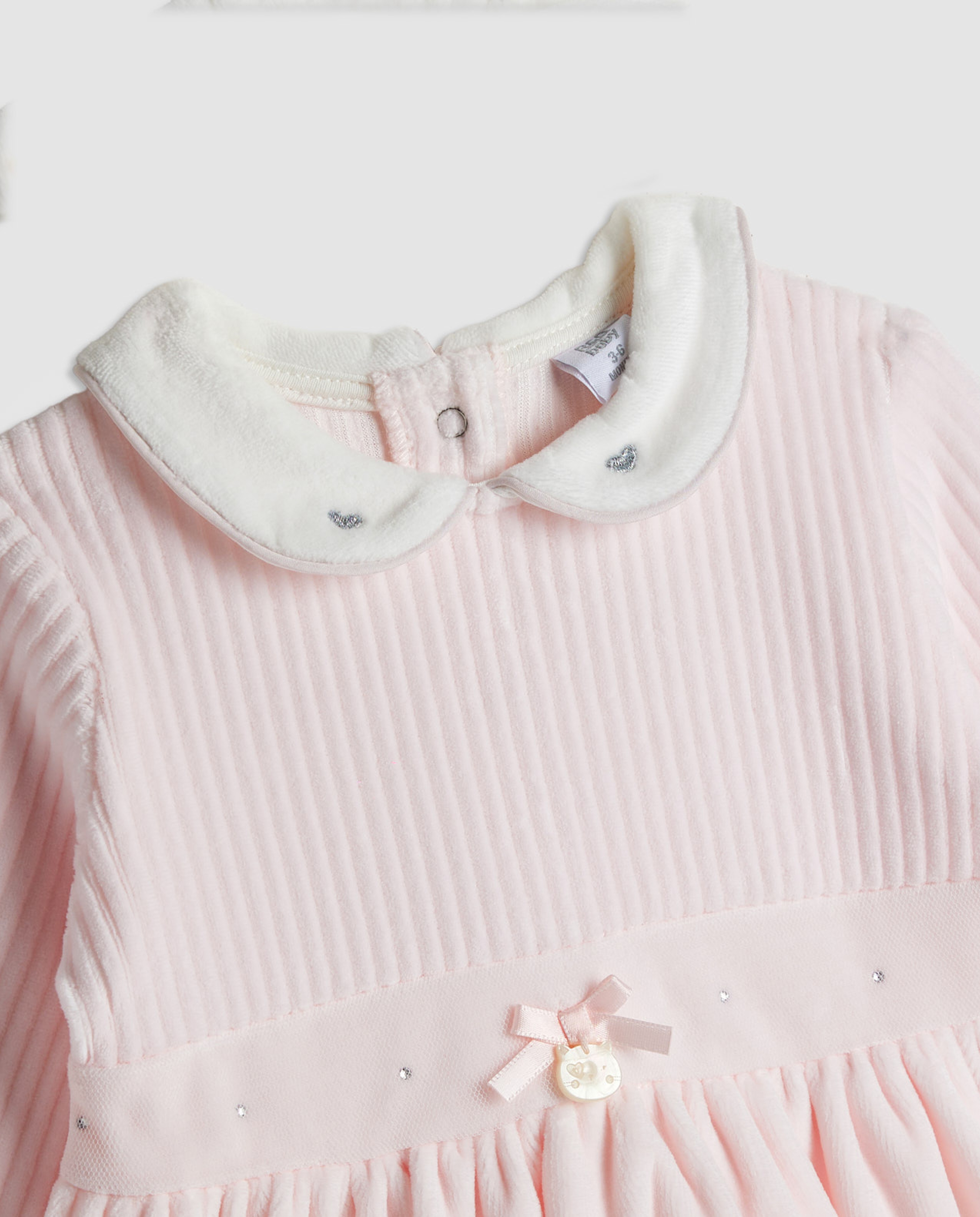 Appliqued Collared Fit and Flare Dress with Headband