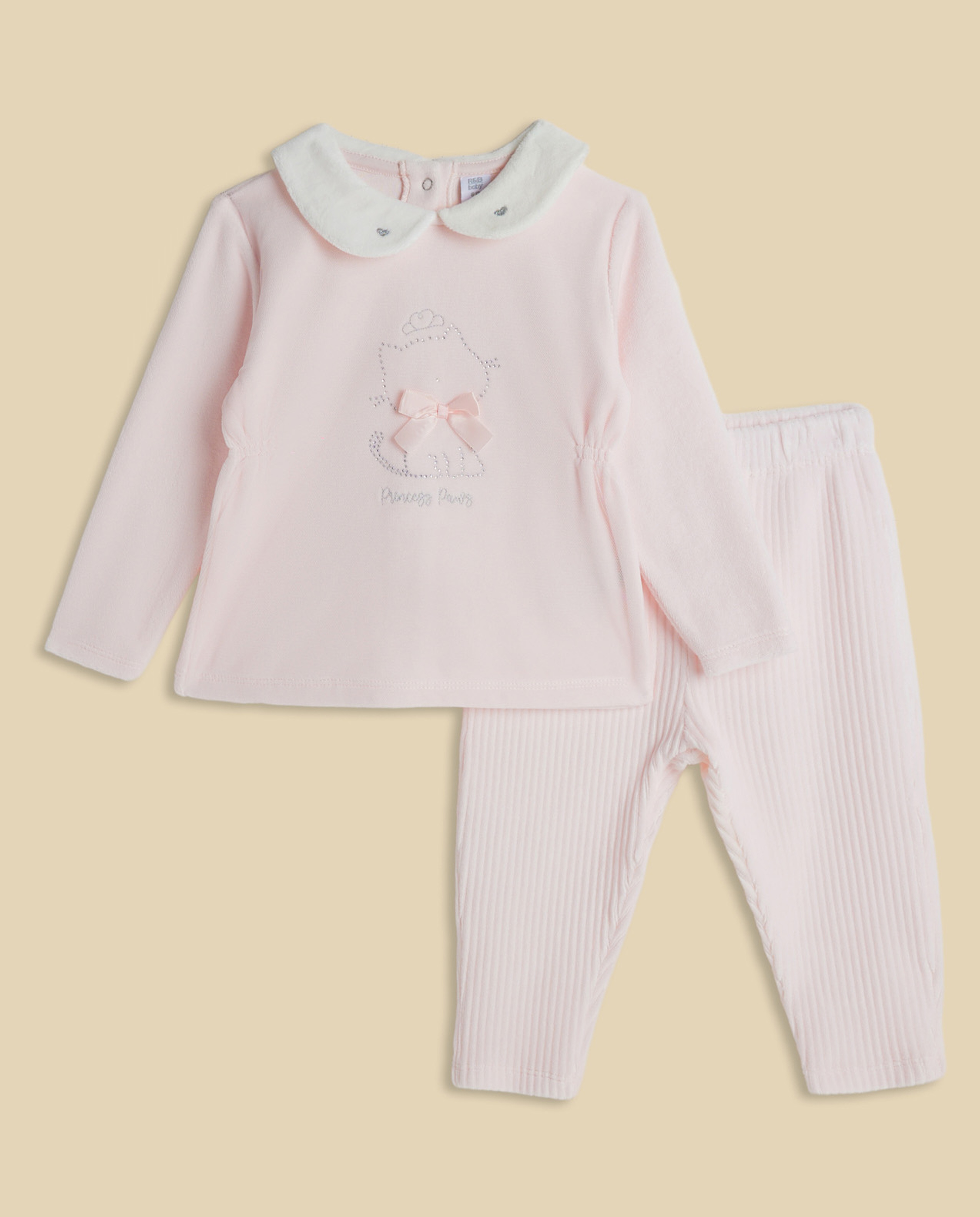 Appliqued Collared Clothing Set