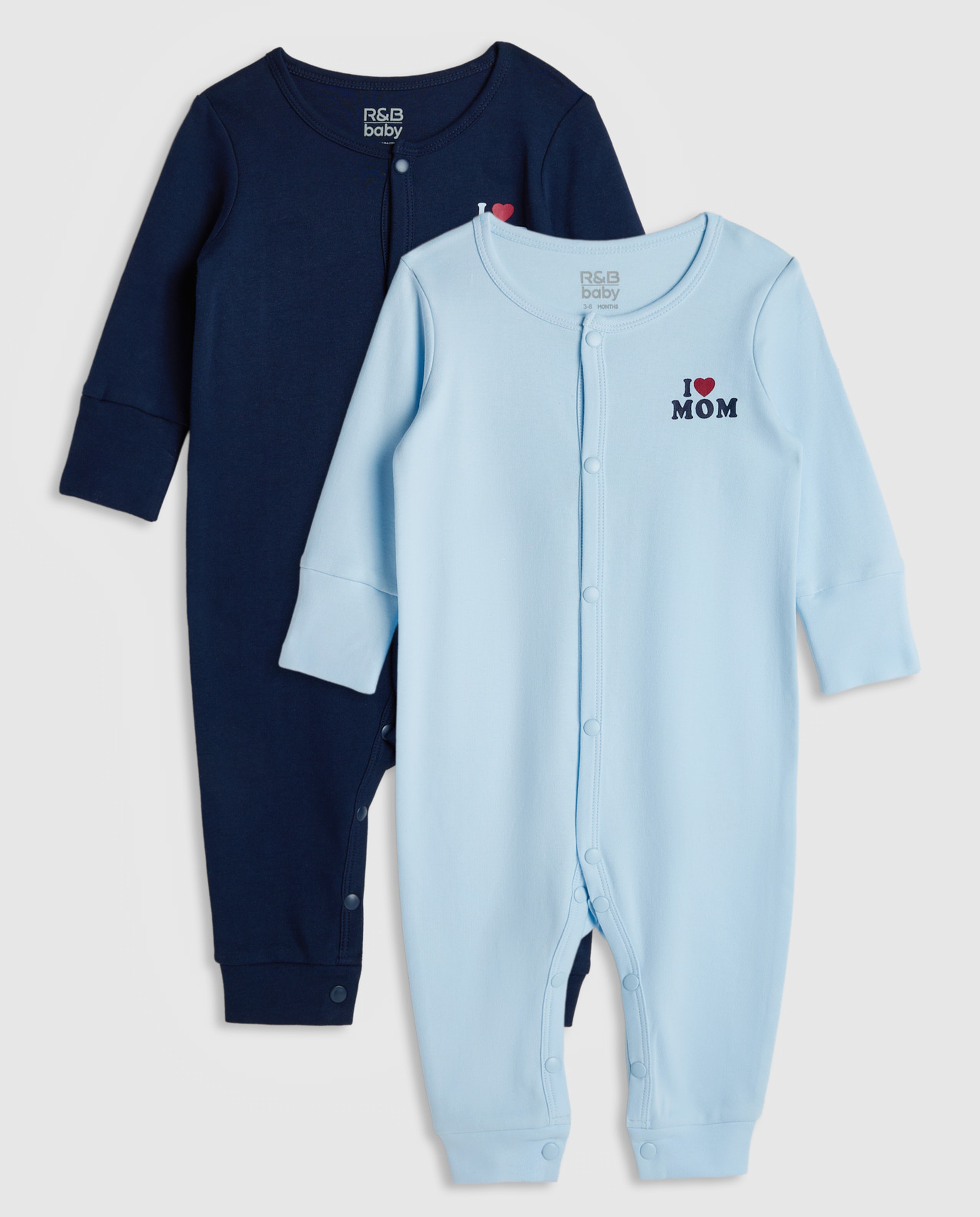 2 Pack Long Sleeves Sleepsuits