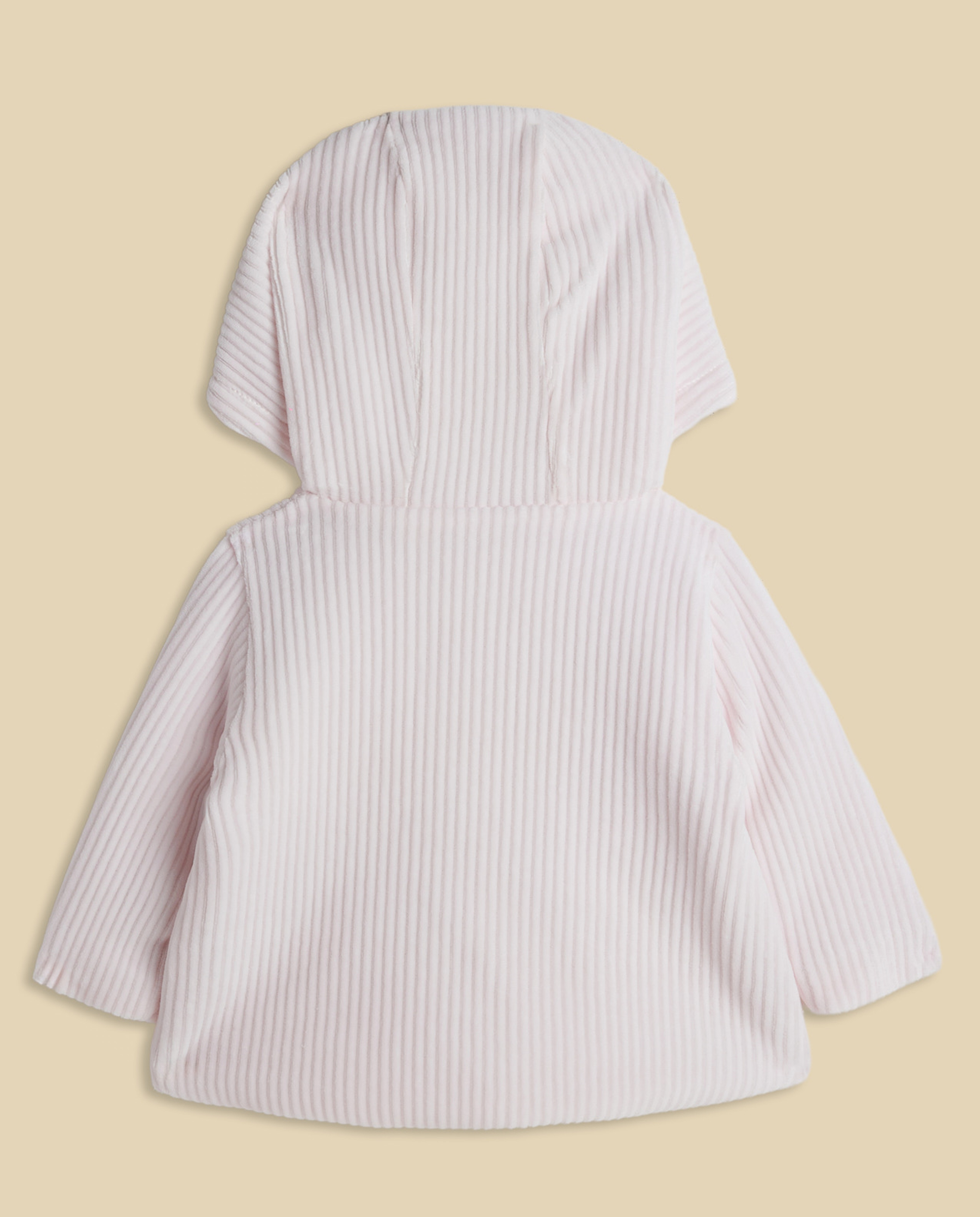 Textured Hooded Jacket with Button Closure