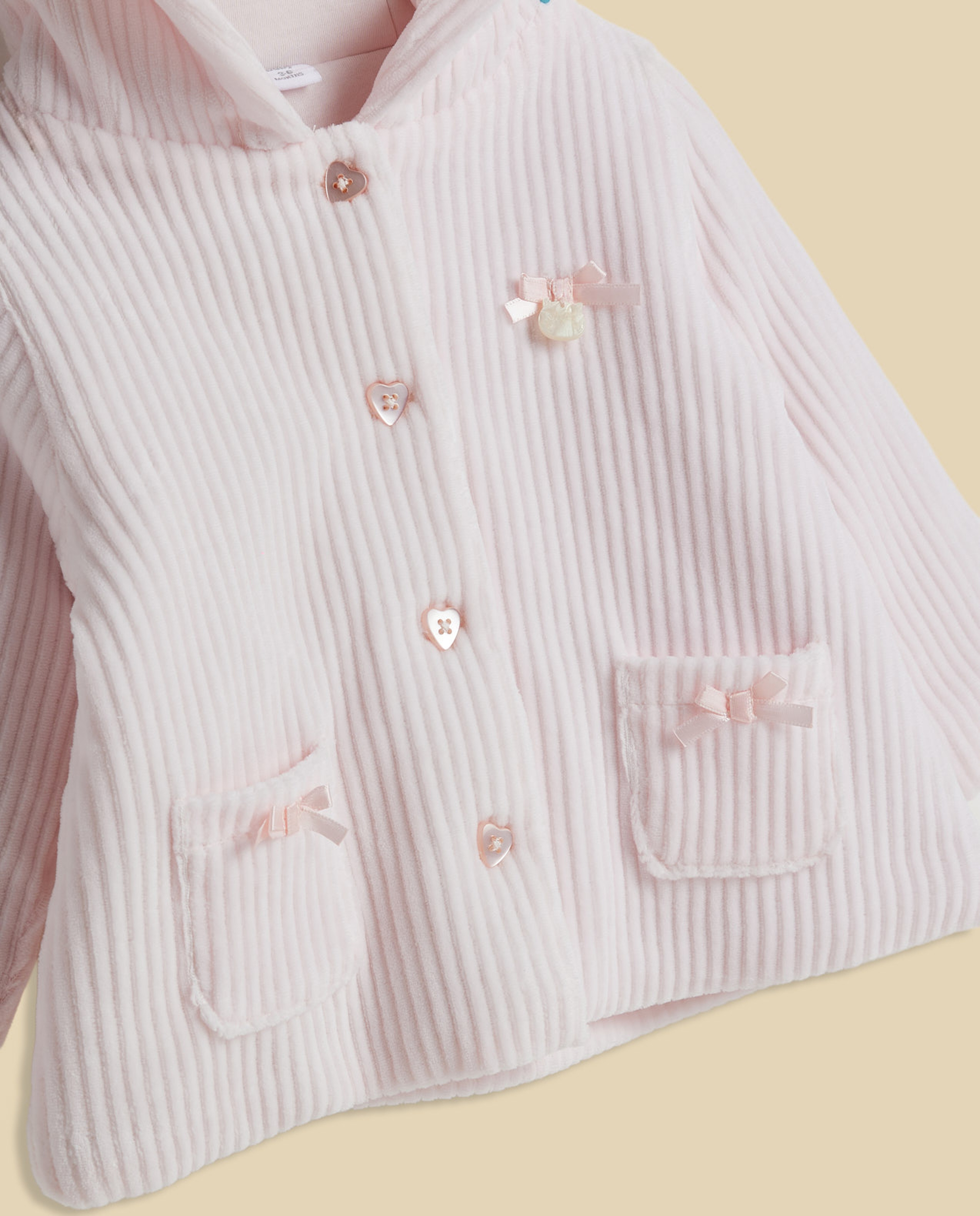 Textured Hooded Jacket with Button Closure