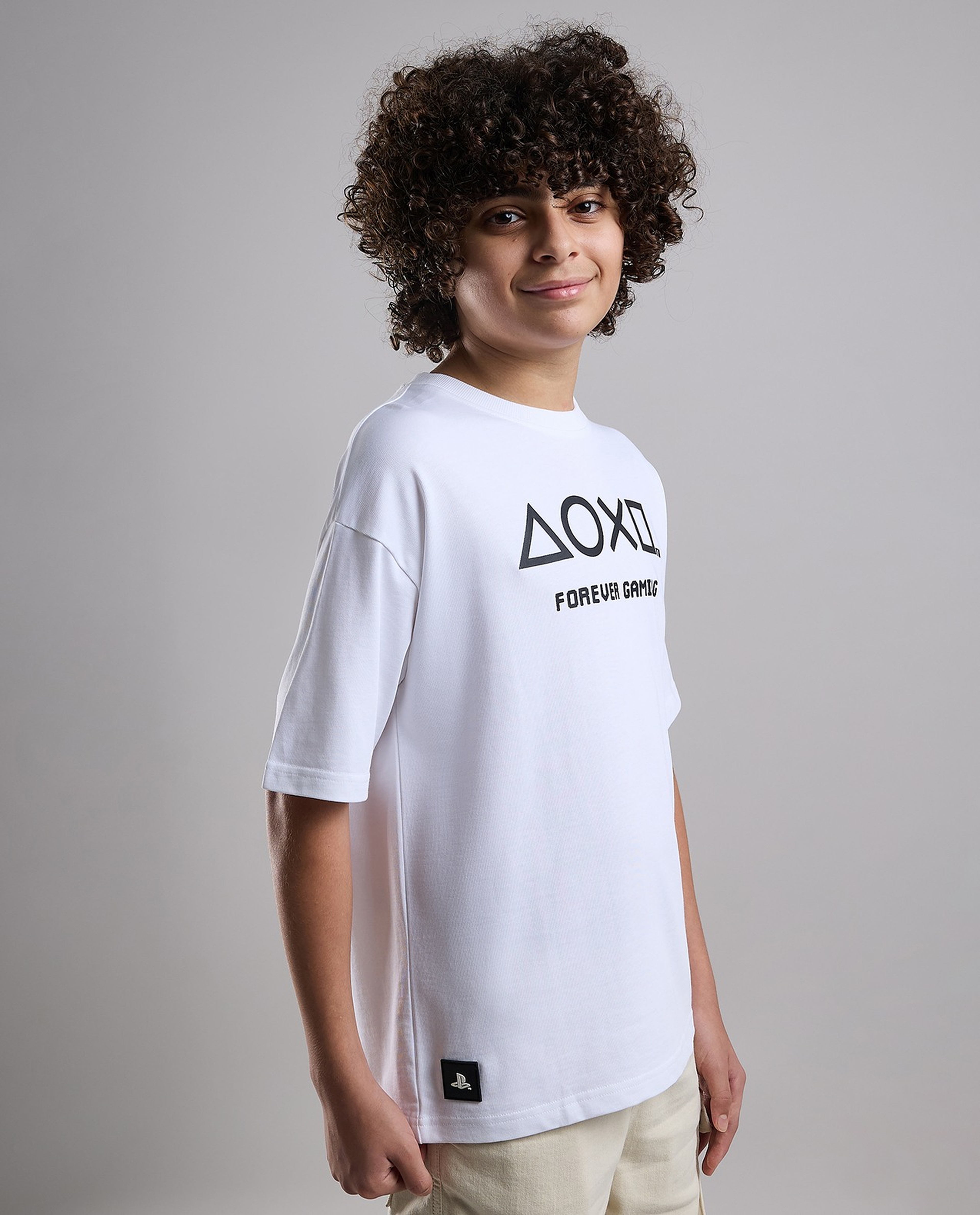 Printed T-Shirt with Crew Neck and Short Sleeves