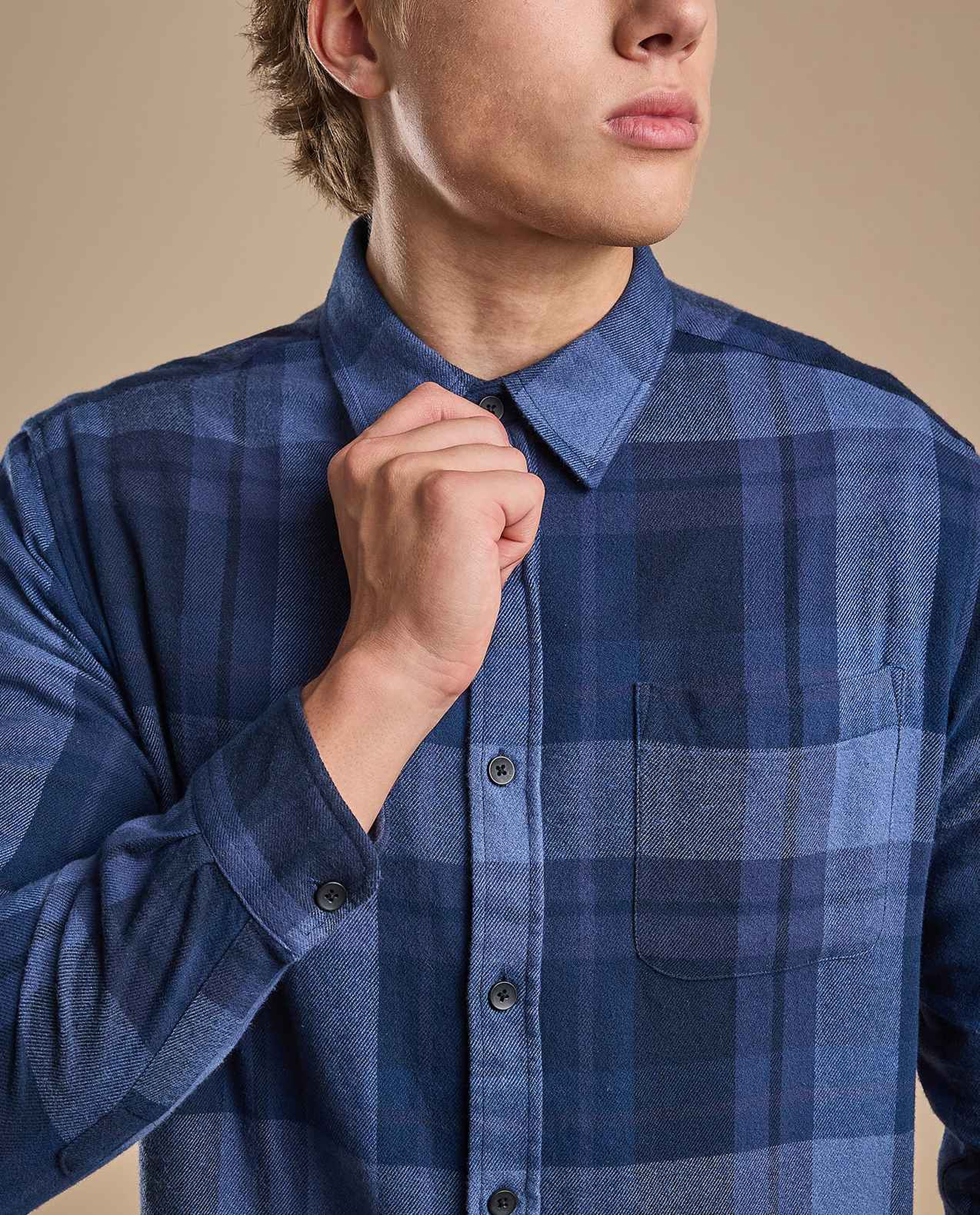 Plaid Shirt with Classic Collar and Long Sleeves