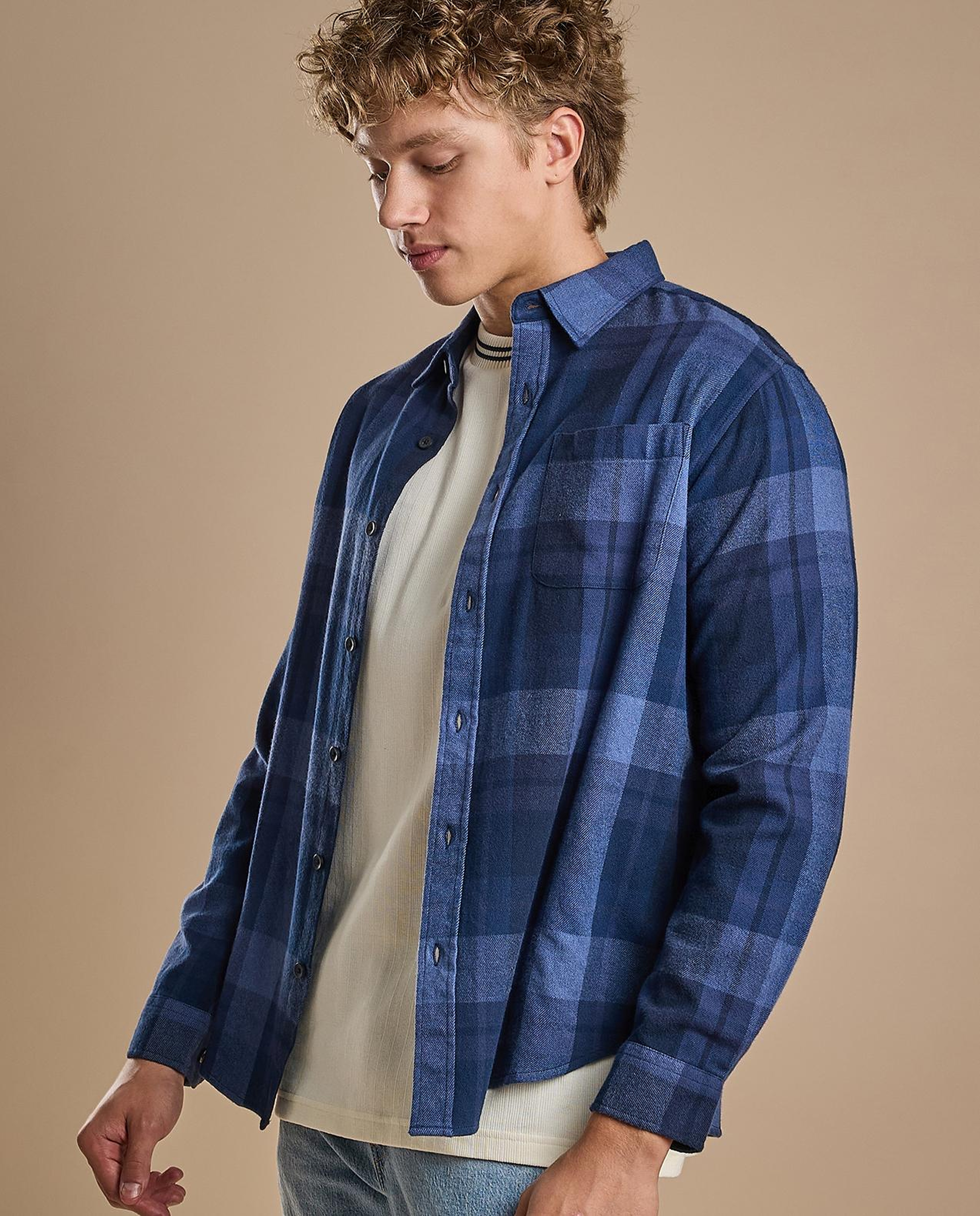 Plaid Shirt with Classic Collar and Long Sleeves