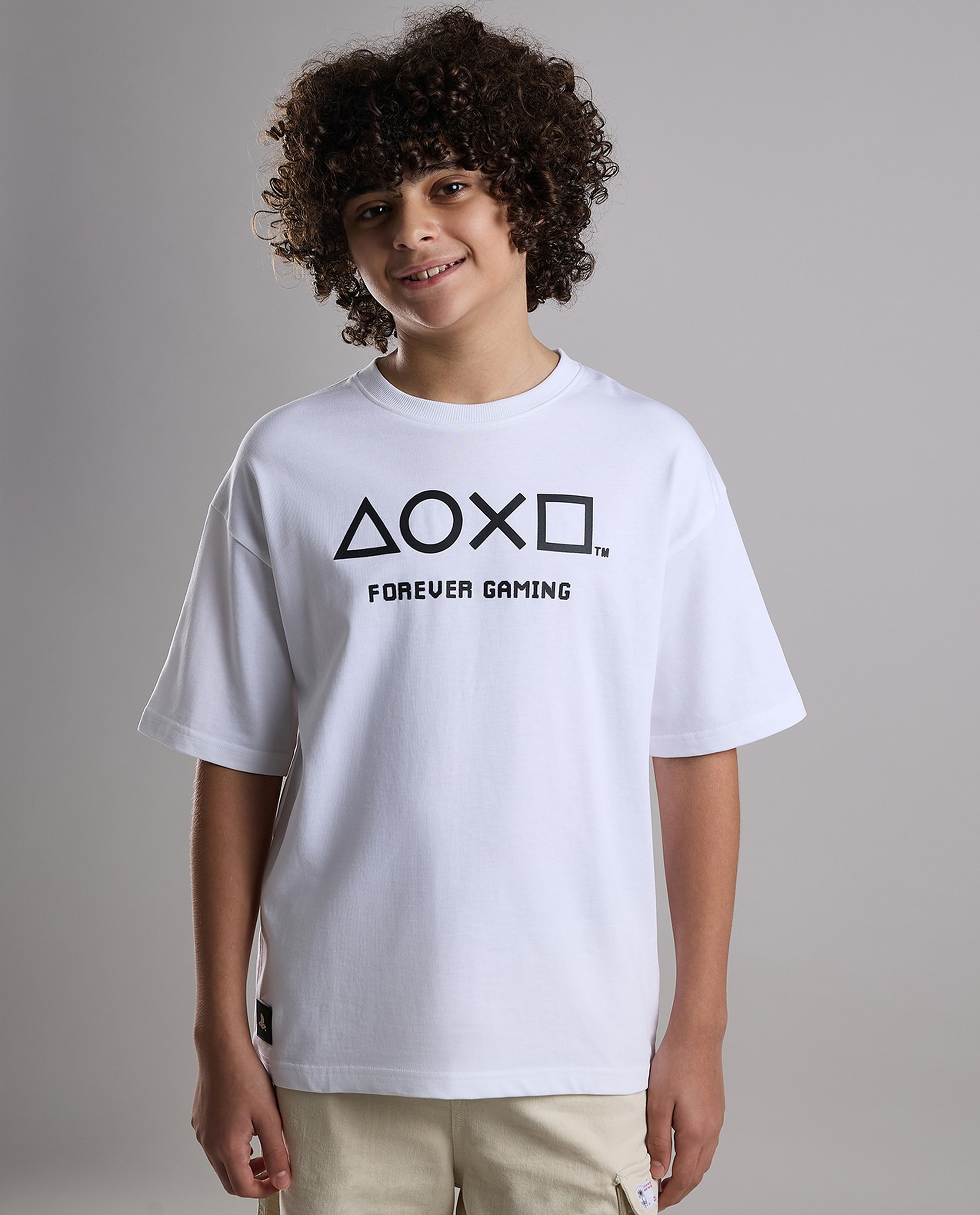 Printed T-Shirt with Crew Neck and Short Sleeves