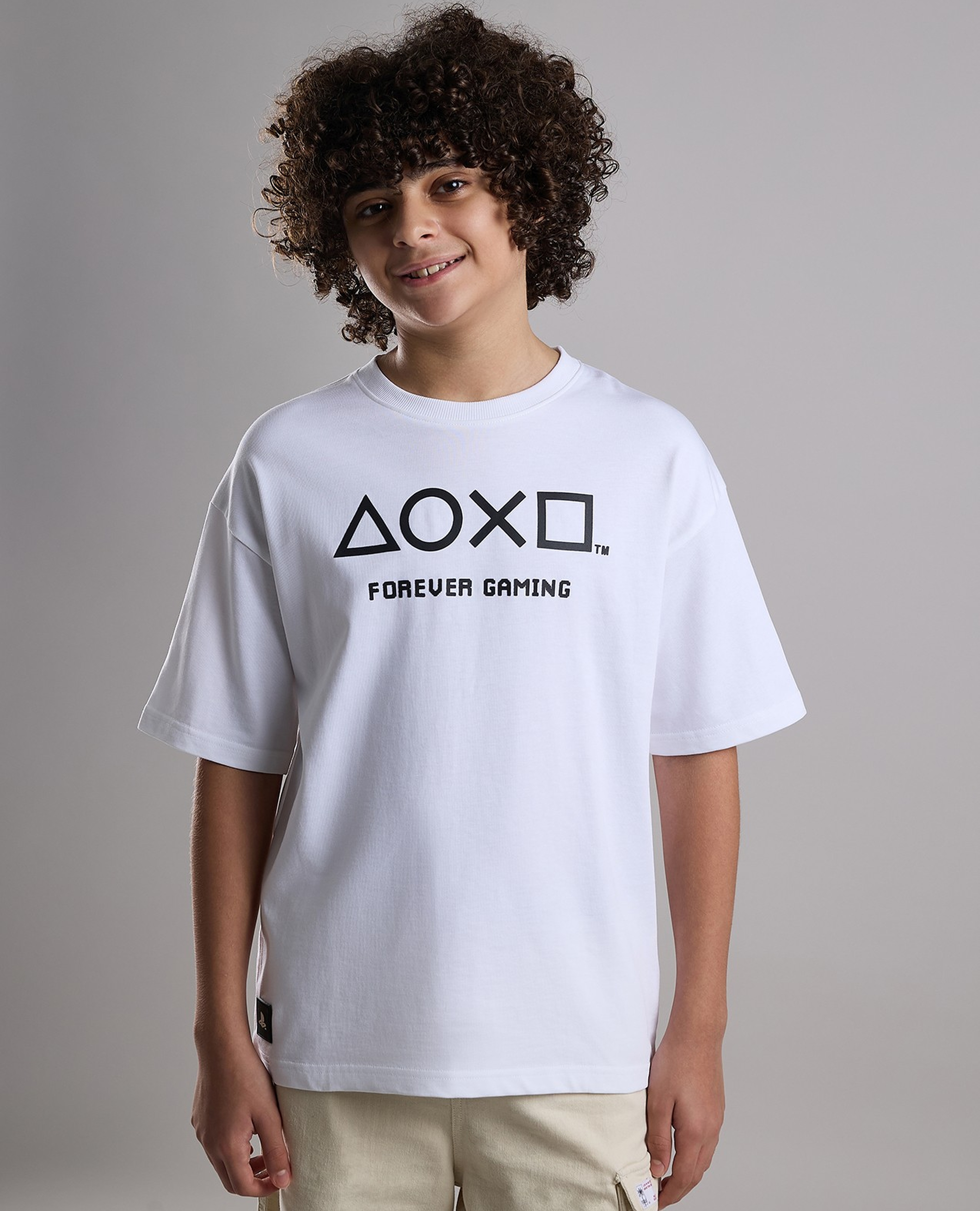 Printed T-Shirt with Crew Neck and Short Sleeves