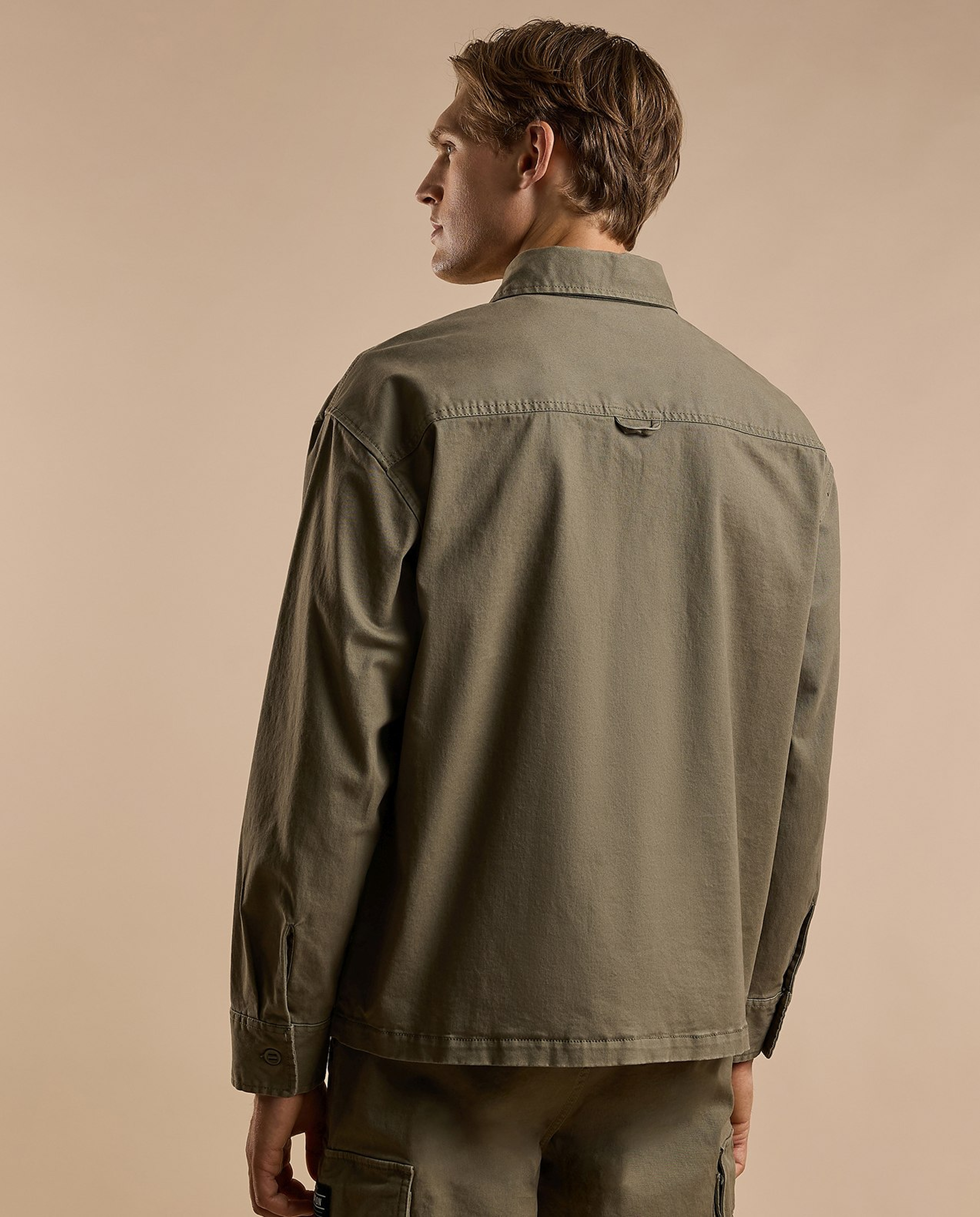 Solid Cargo Pants with Button Closure