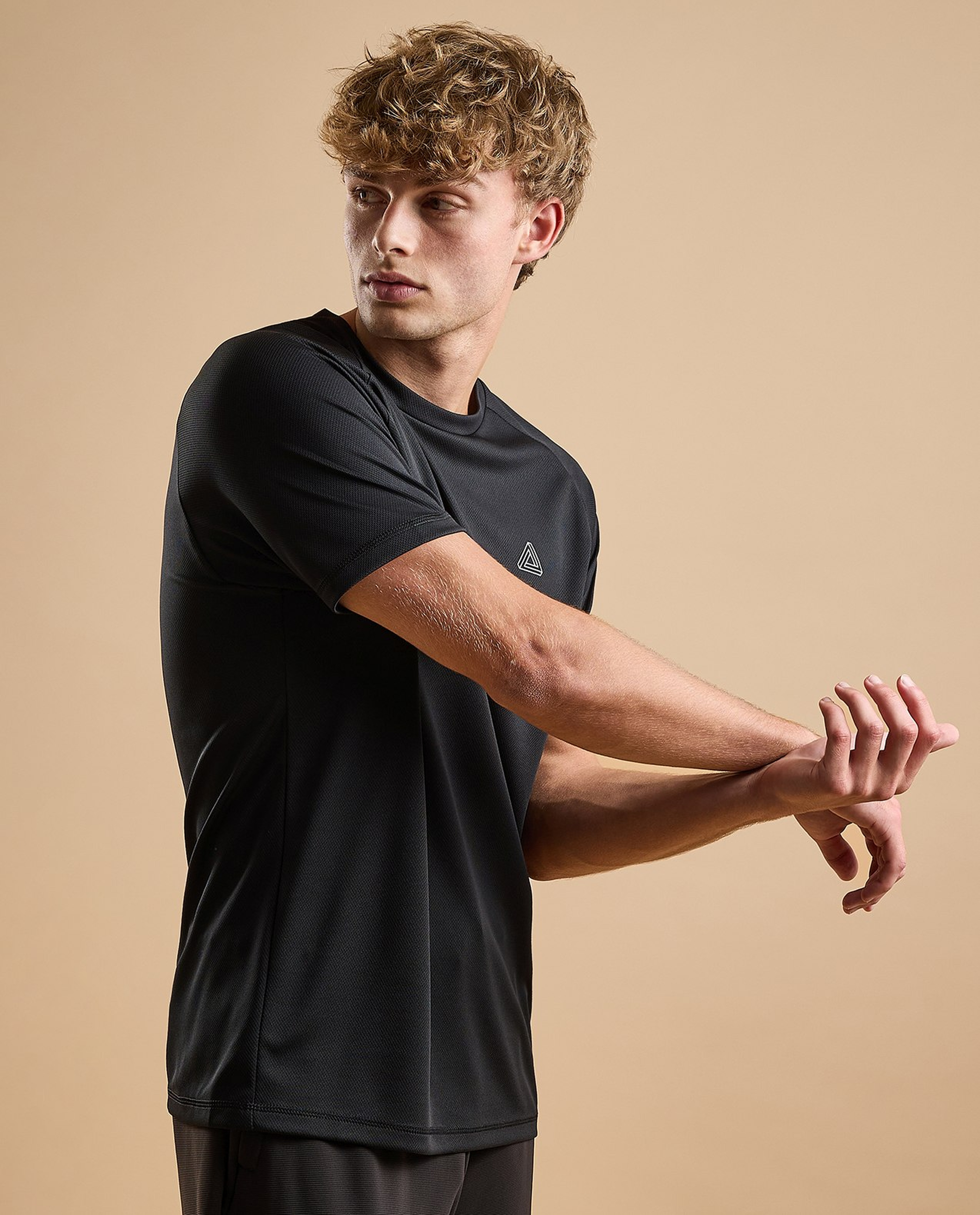 Logo Detail Active T-Shirt with Crew Neck and Short Sleeves