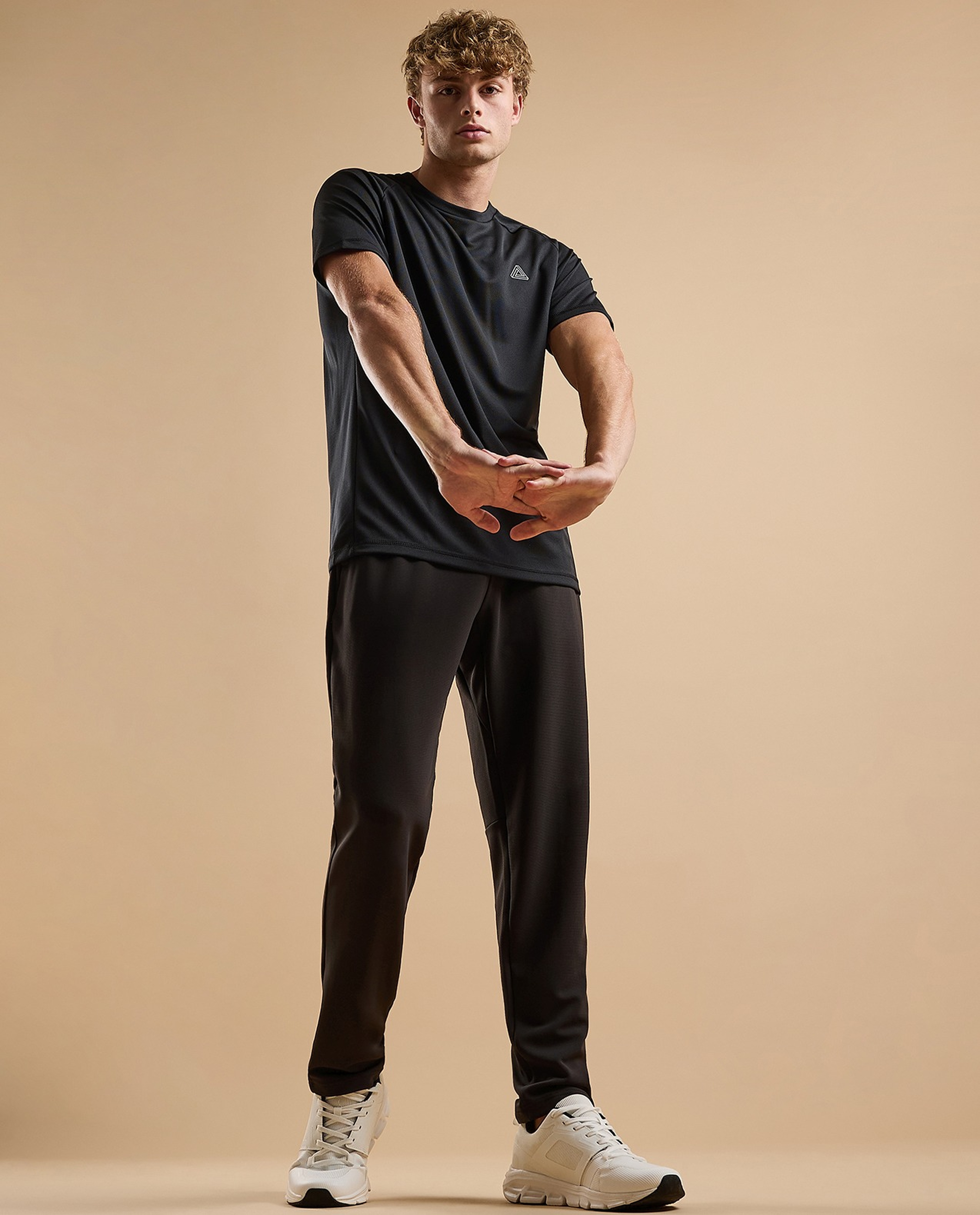 Logo Detail Active T-Shirt with Crew Neck and Short Sleeves