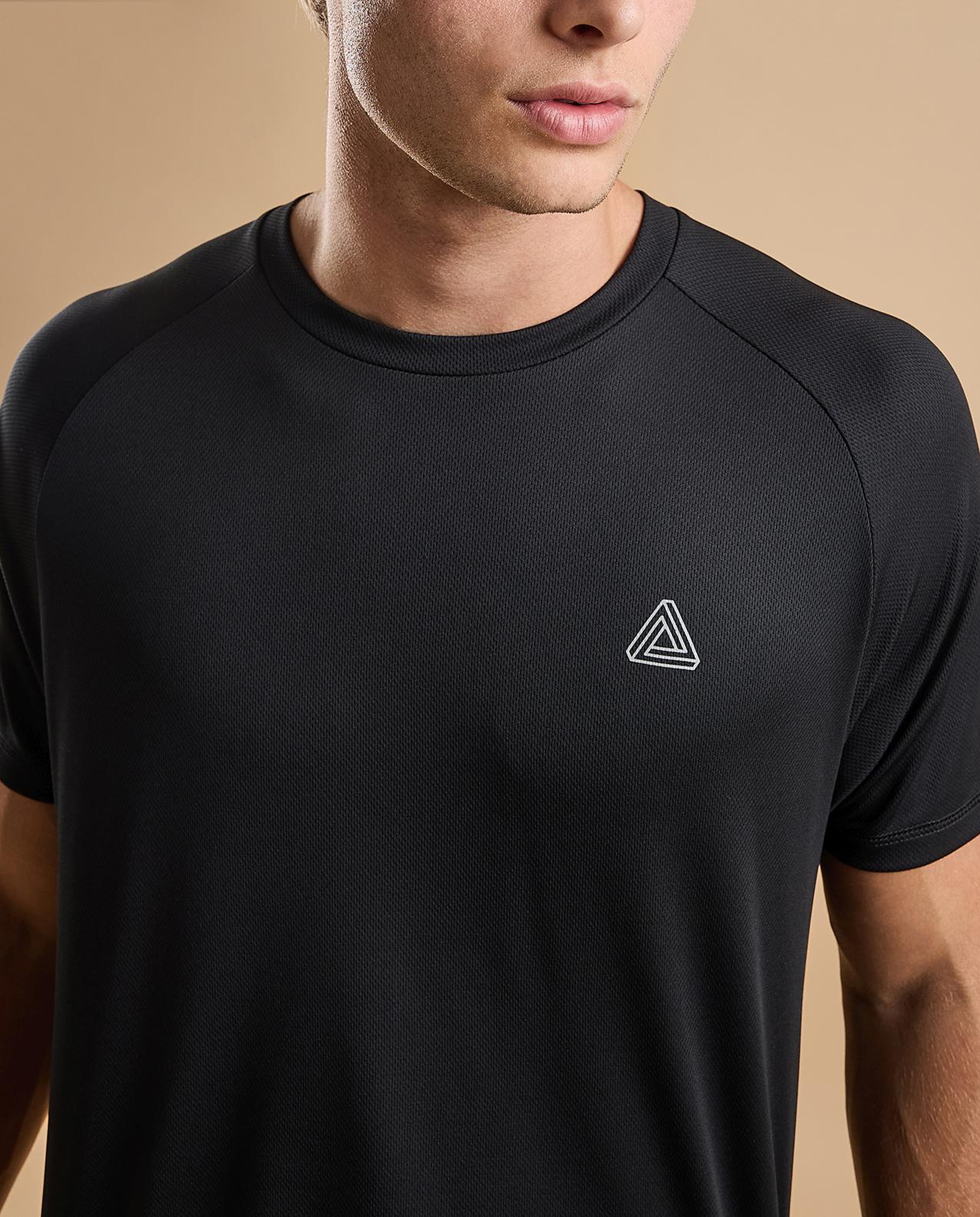 Logo Detail Active T-Shirt with Crew Neck and Short Sleeves