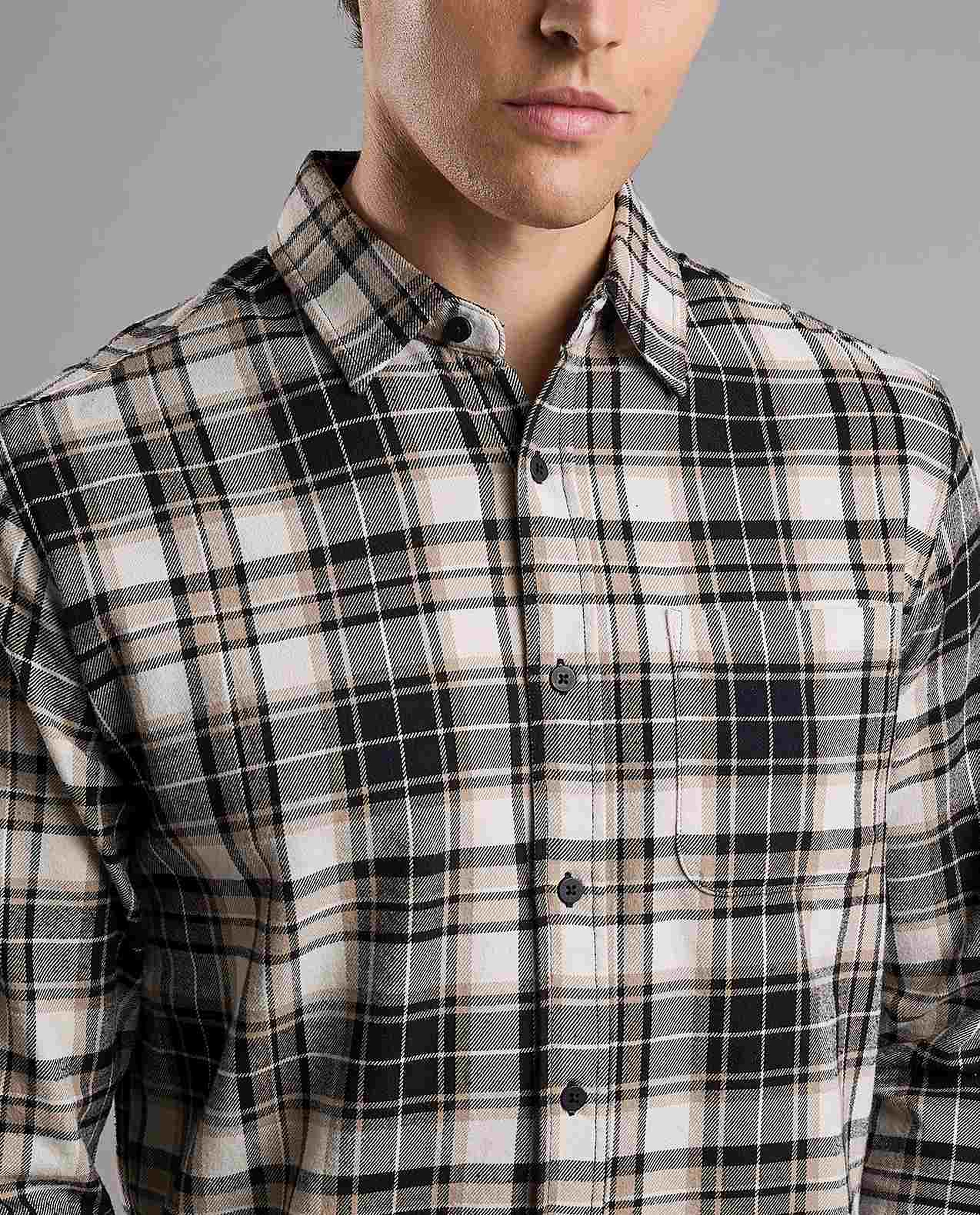 Plaid Shirt with Classic Collar and Long Sleeves
