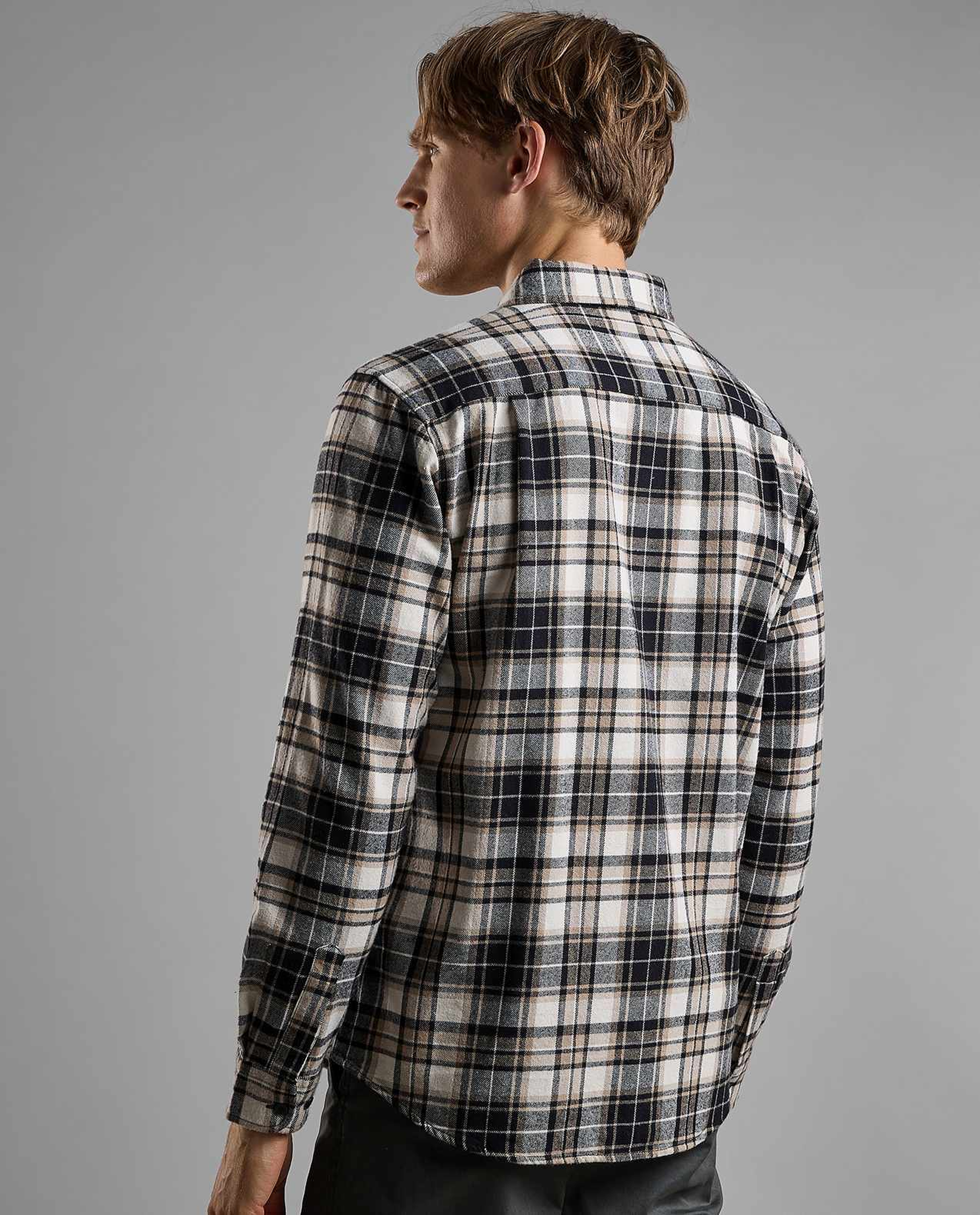 Plaid Shirt with Classic Collar and Long Sleeves