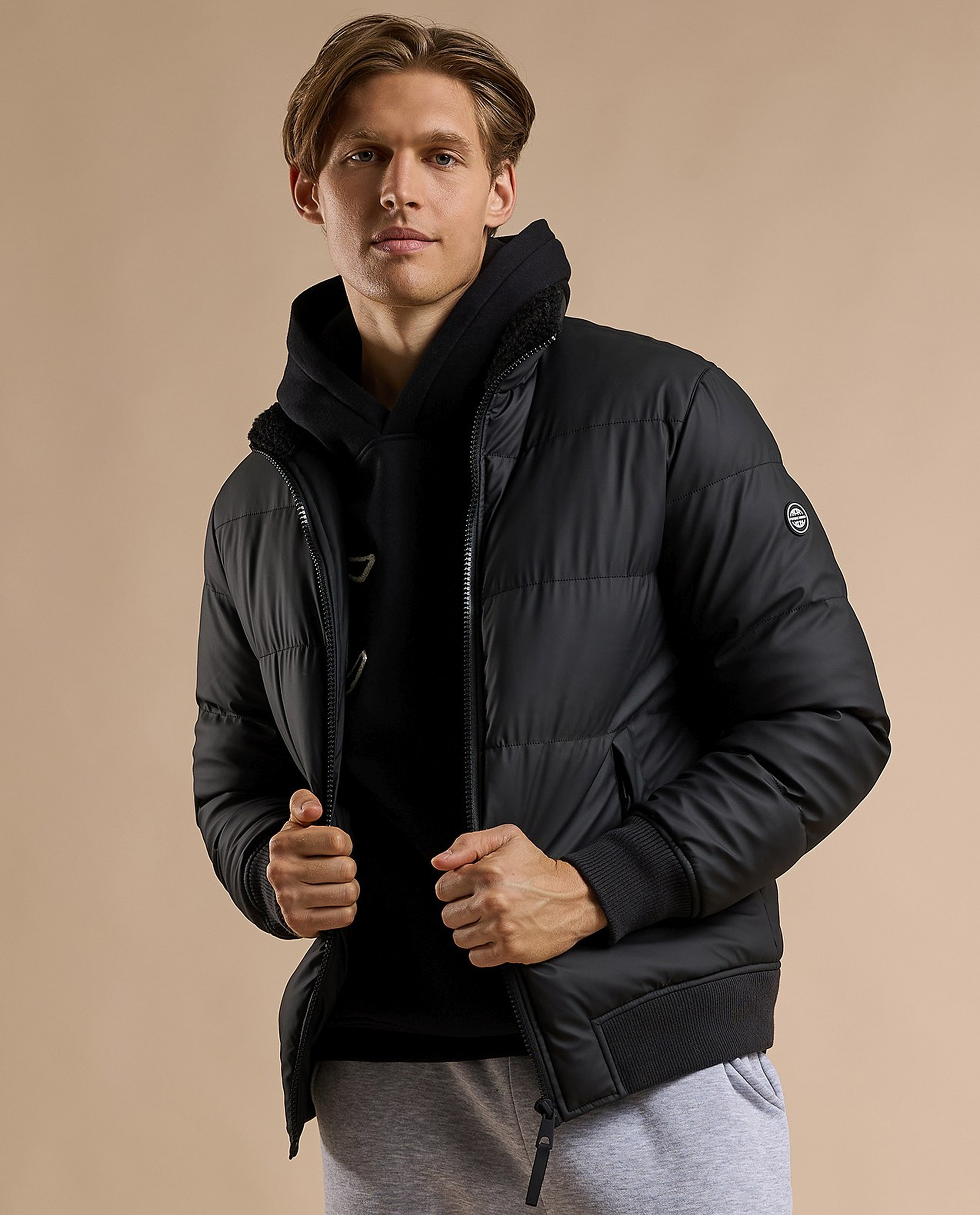 Quilted Puffer Jacket with Zipper Closure