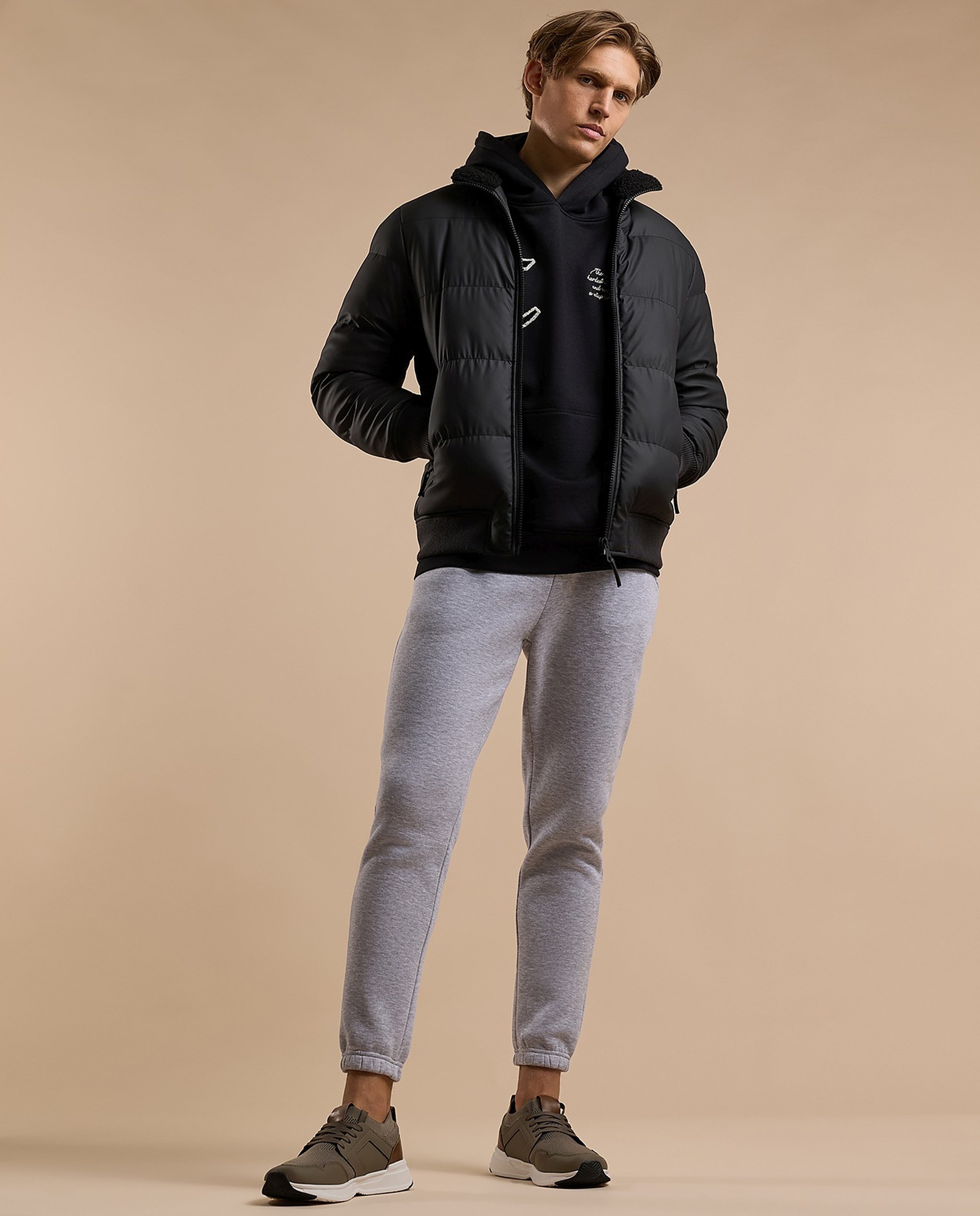 Quilted Puffer Jacket with Zipper Closure