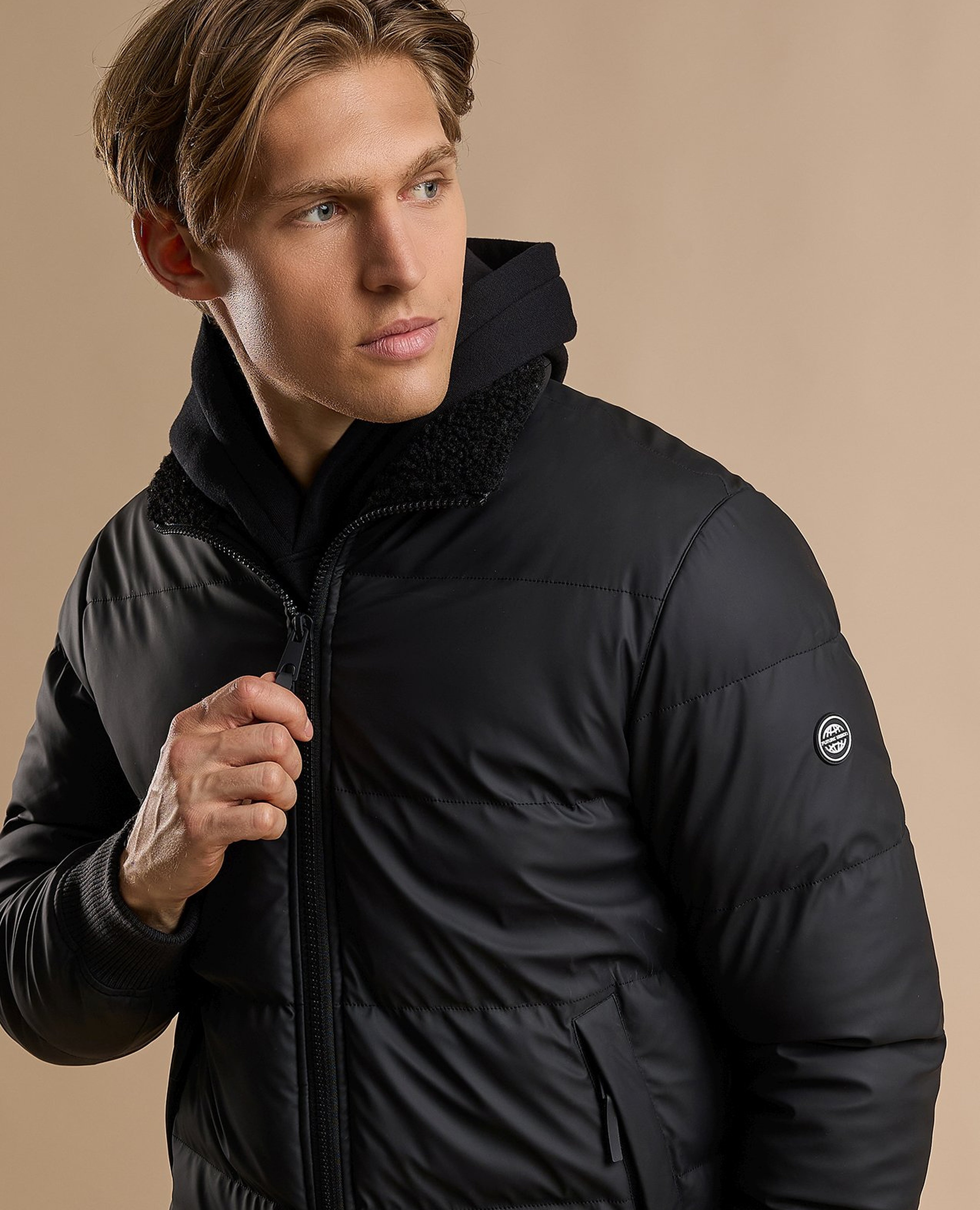 Quilted Puffer Jacket with Zipper Closure