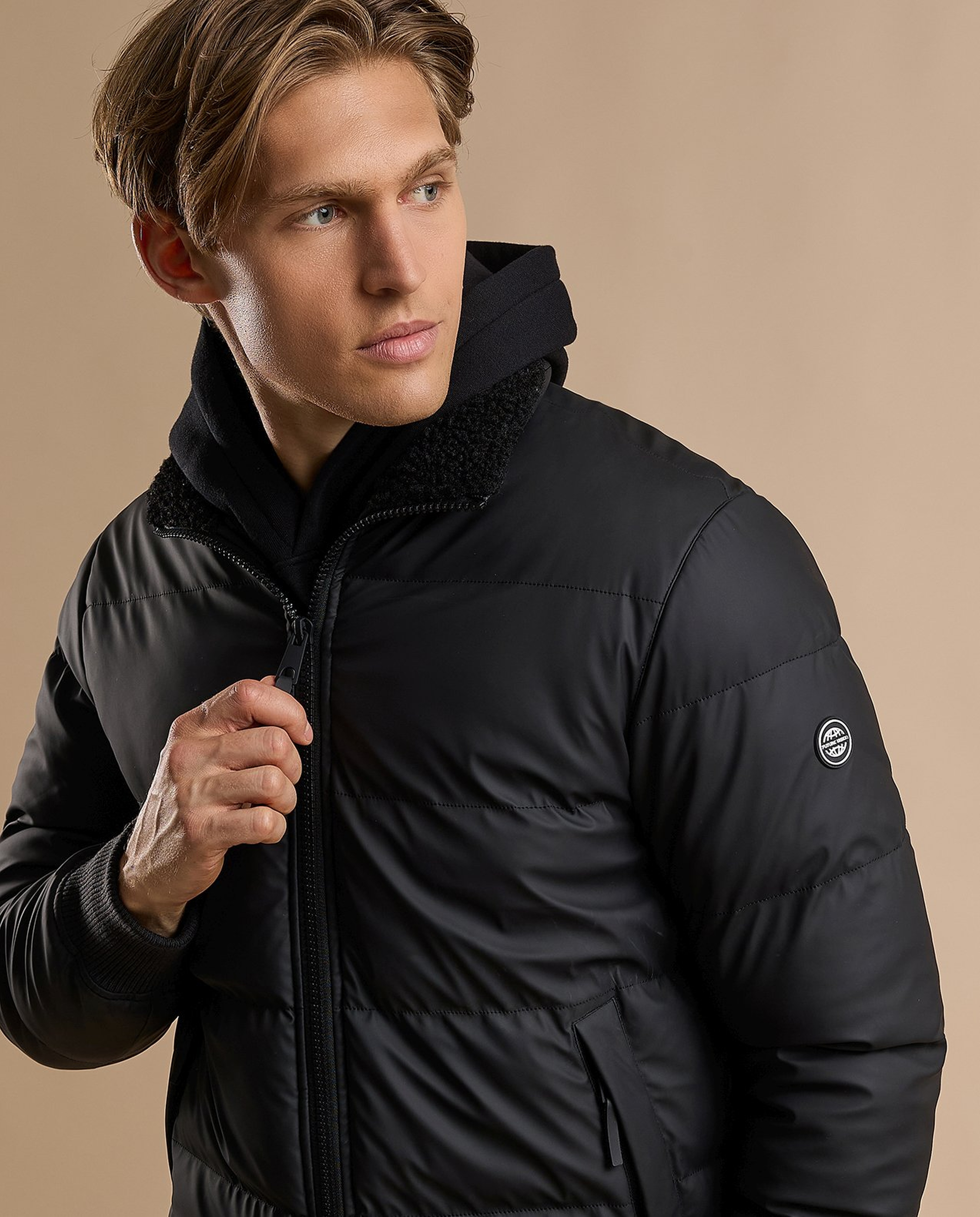 Quilted Puffer Jacket with Zipper Closure