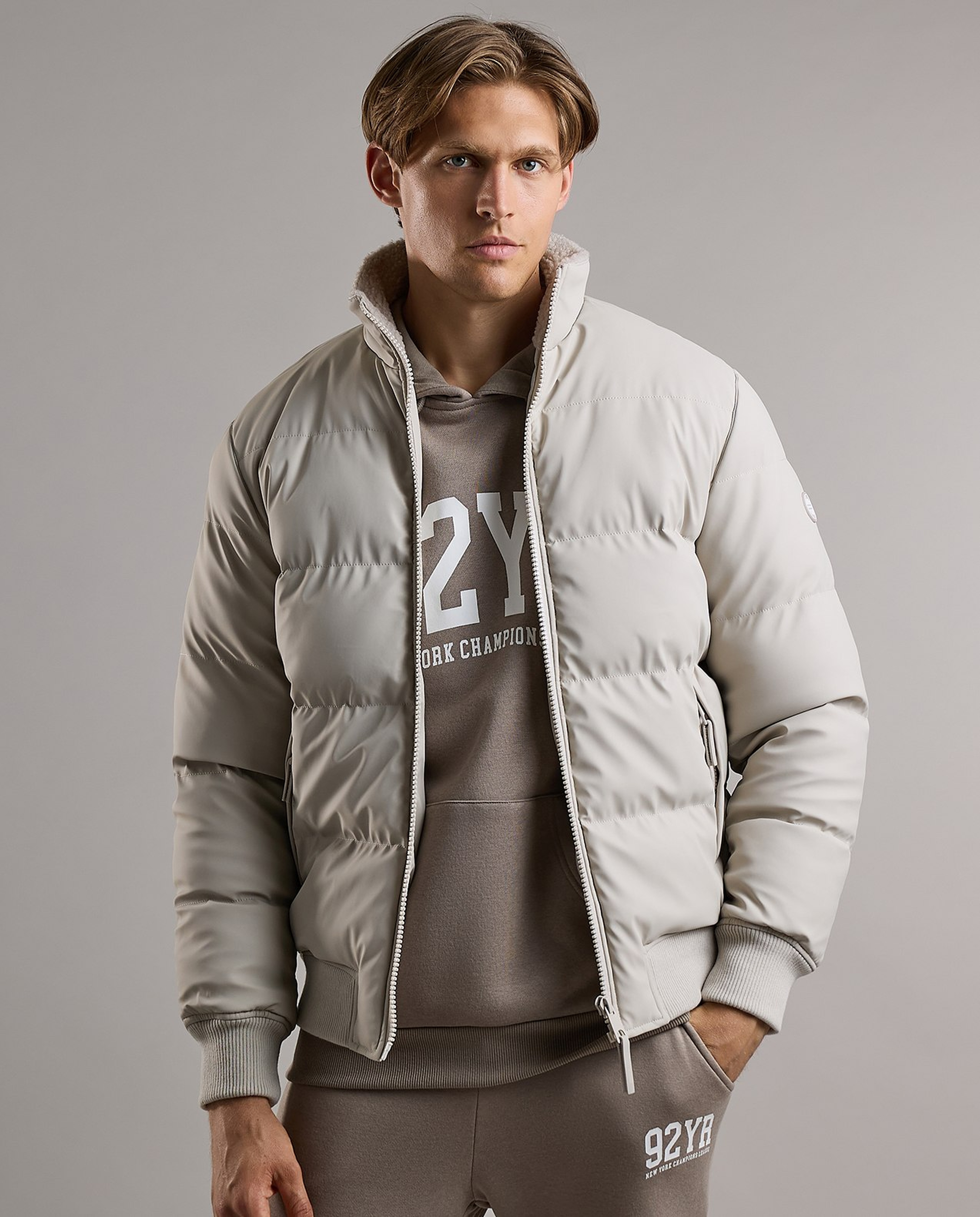 Quilted Puffer Jacket with Zipper Closure
