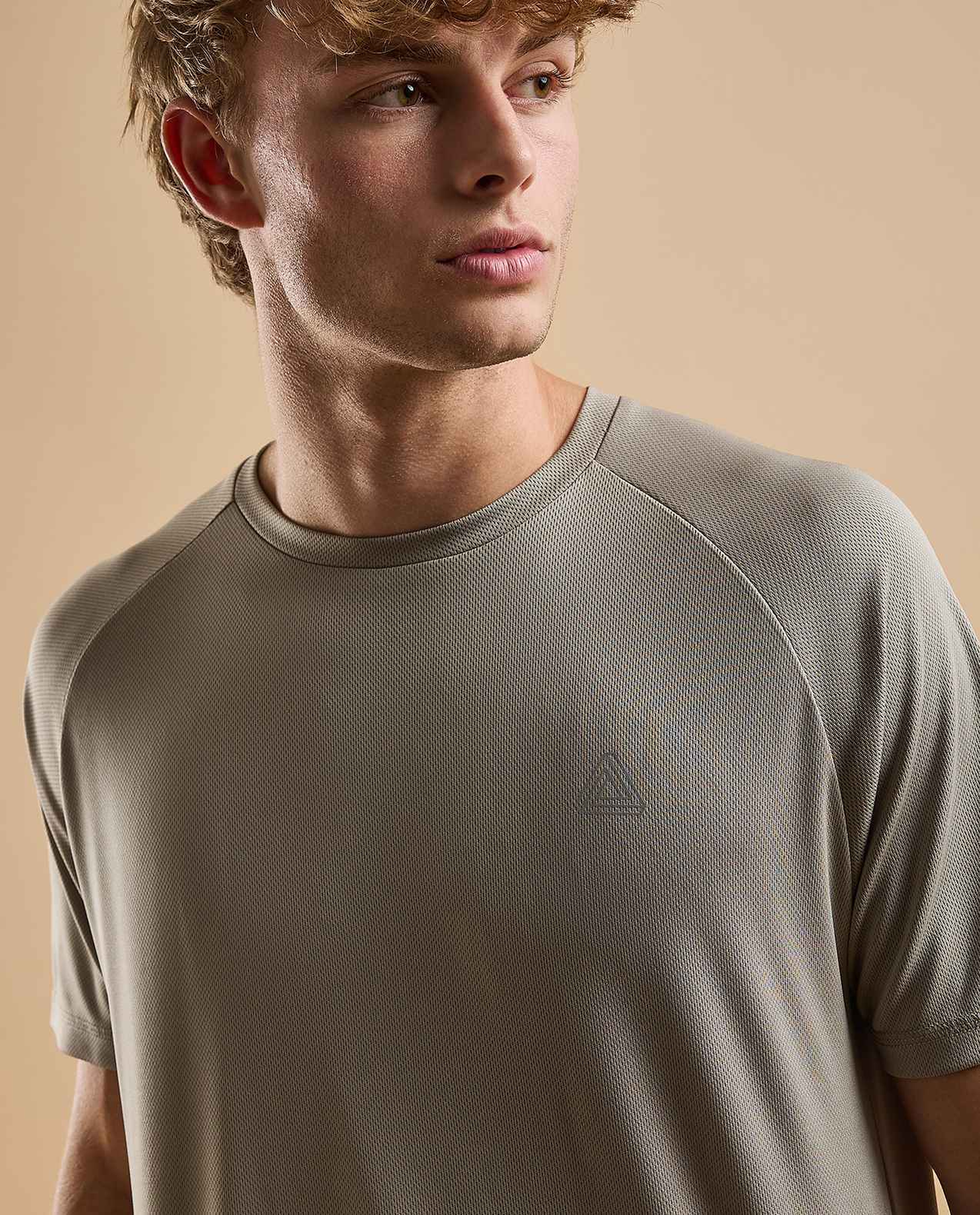 Logo Detail Active T-Shirt with Crew Neck and Short Sleeves