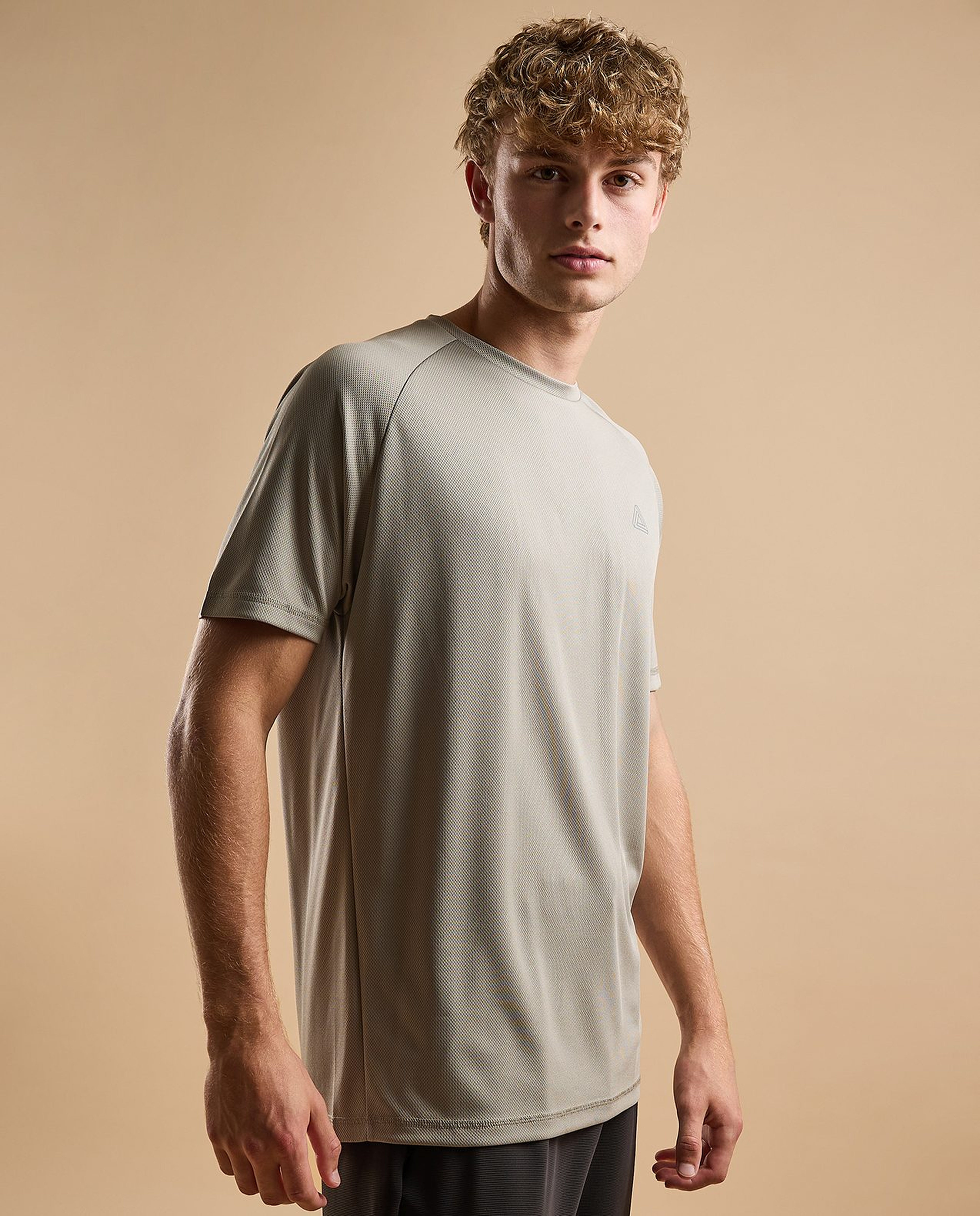 Logo Detail Active T-Shirt with Crew Neck and Short Sleeves