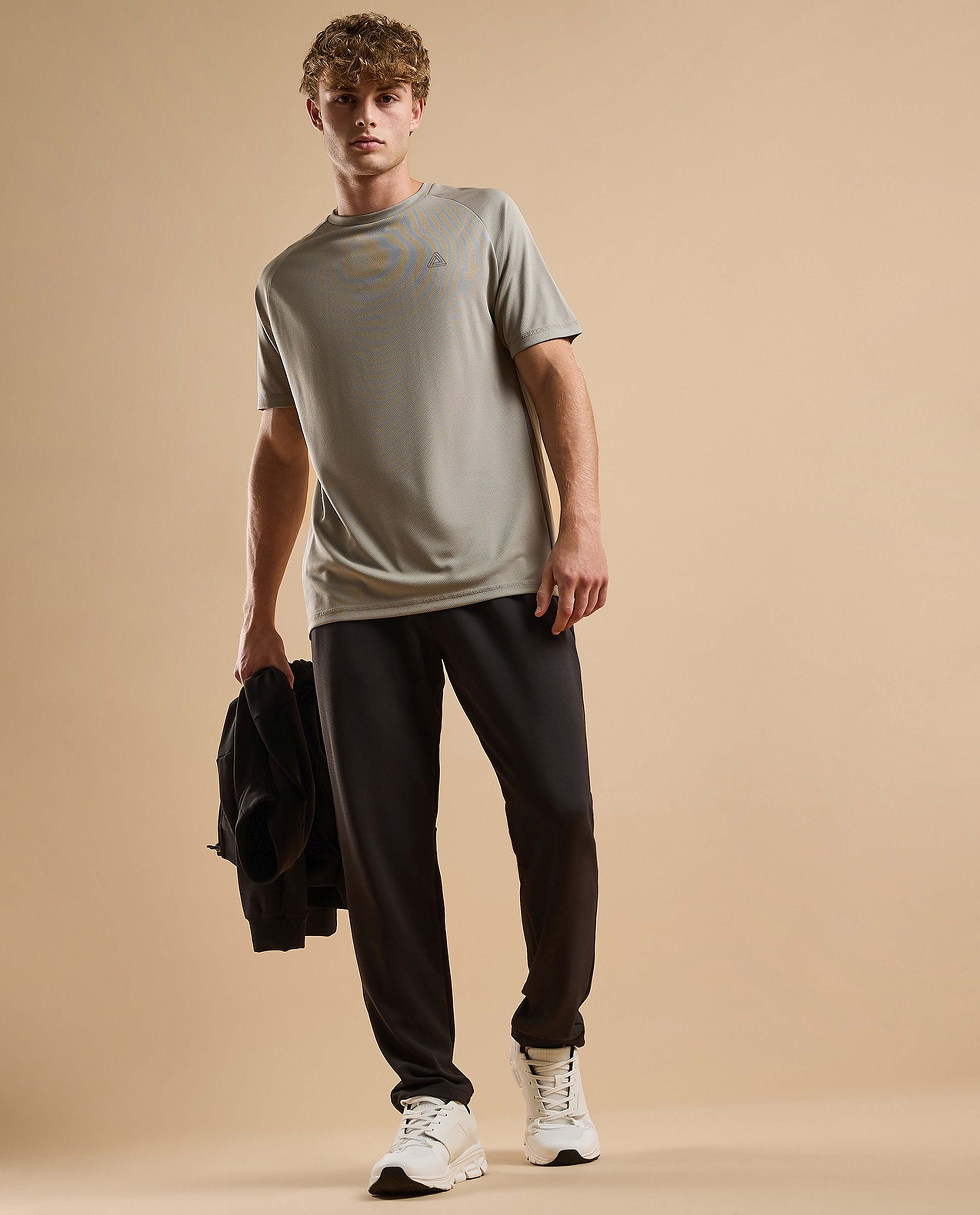 Logo Detail Active T-Shirt with Crew Neck and Short Sleeves