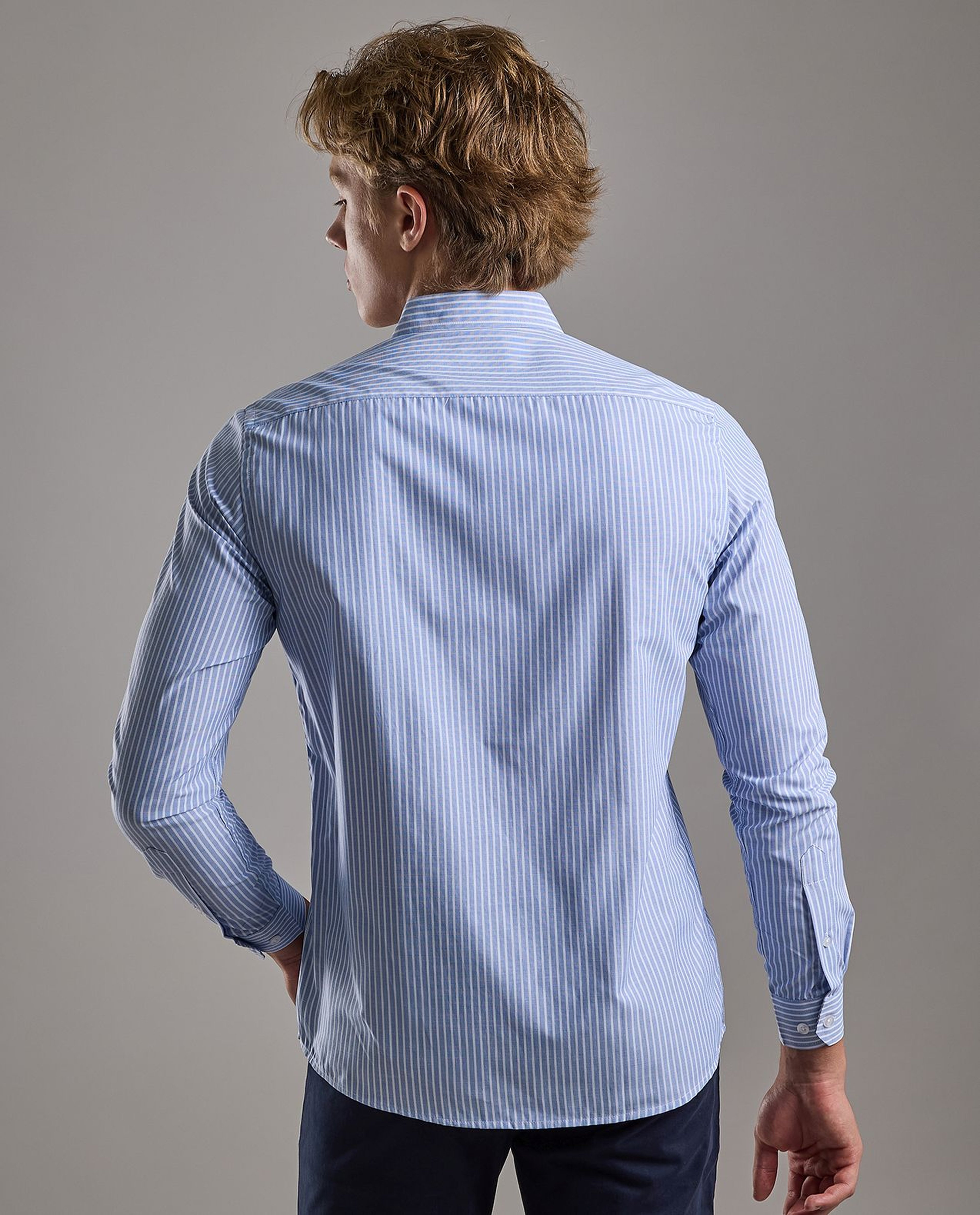 Striped Shirt with Classic Collar and Long Sleeves