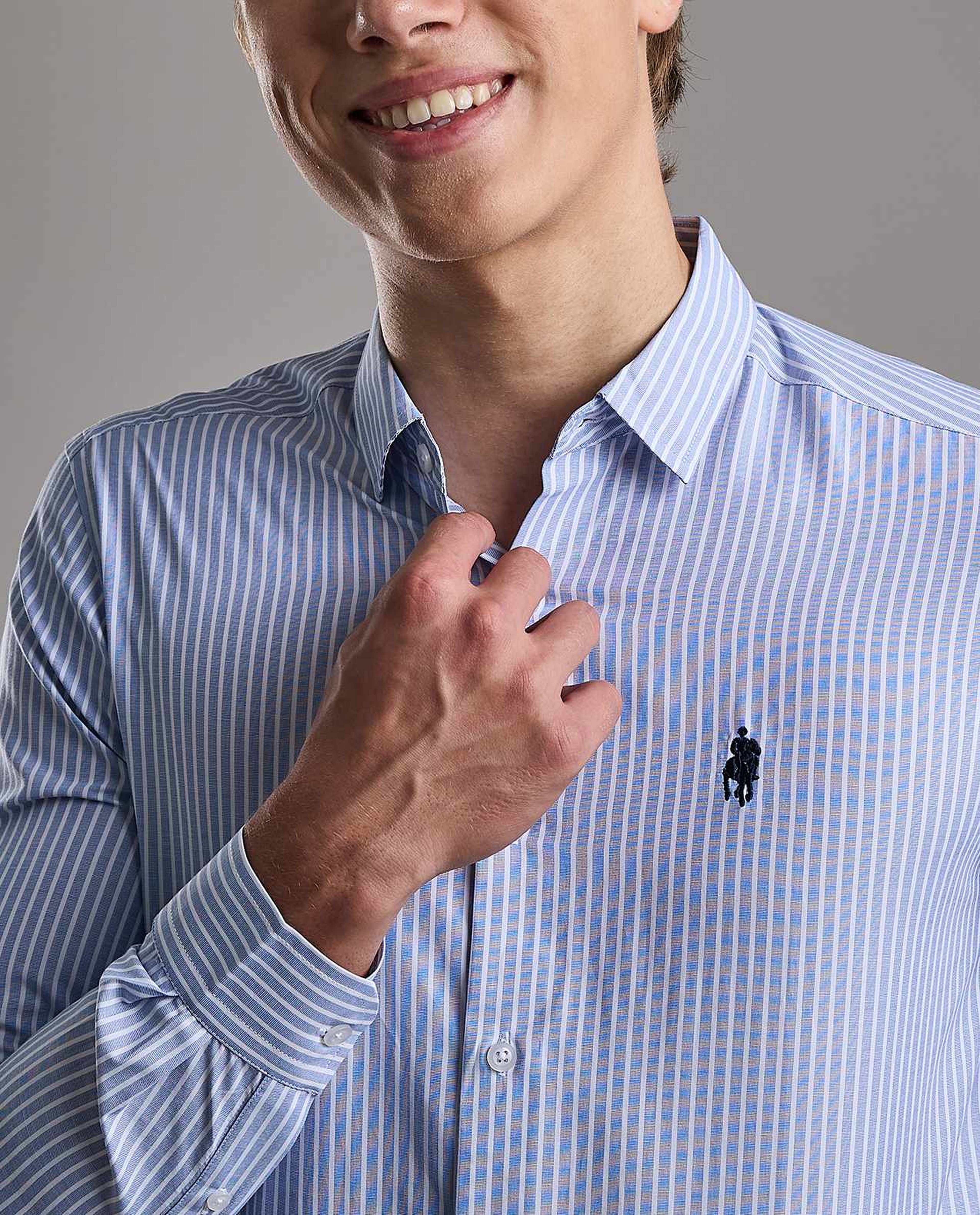 Striped Shirt with Classic Collar and Long Sleeves