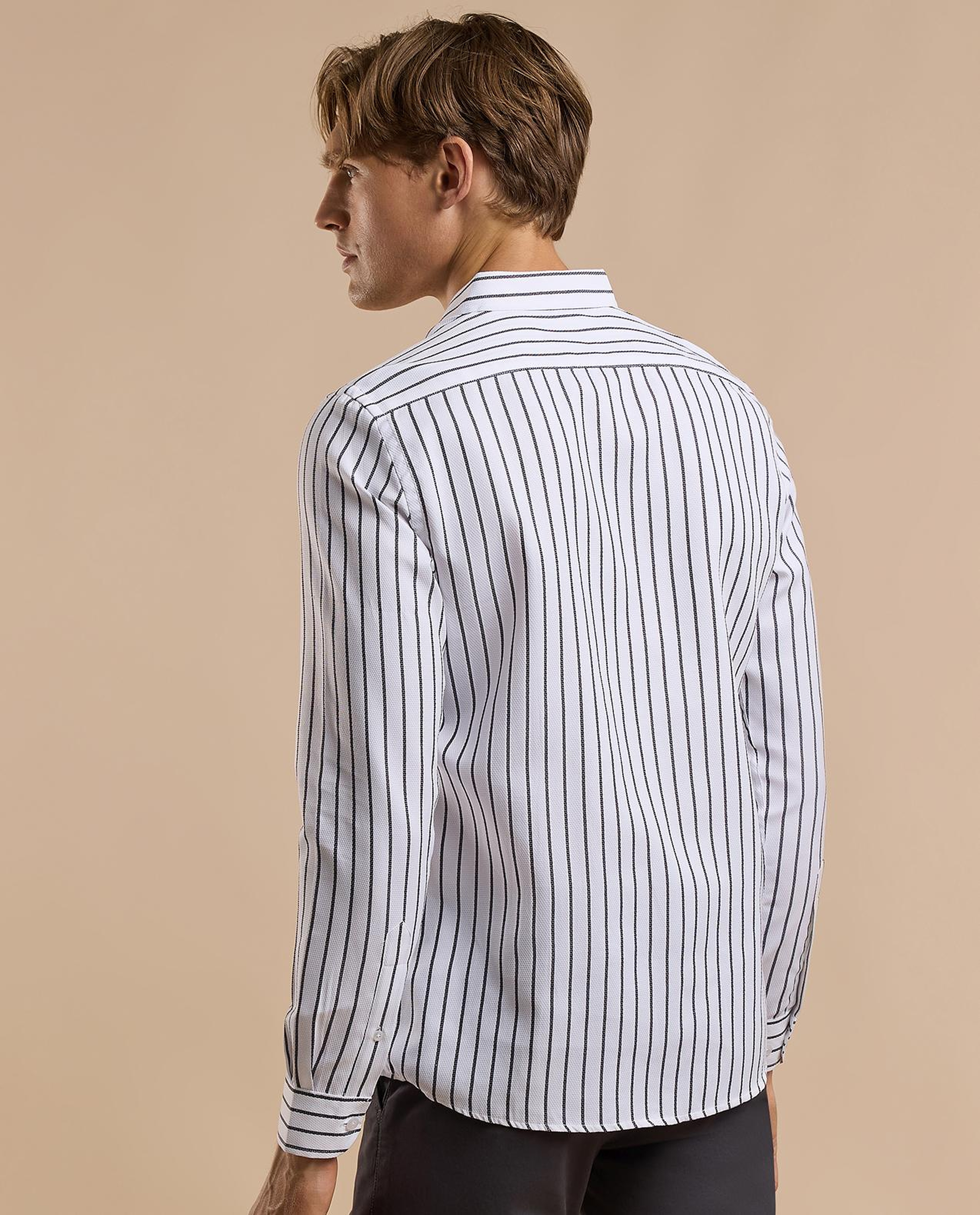 Striped Shirt with Classic Collar and Long Sleeves