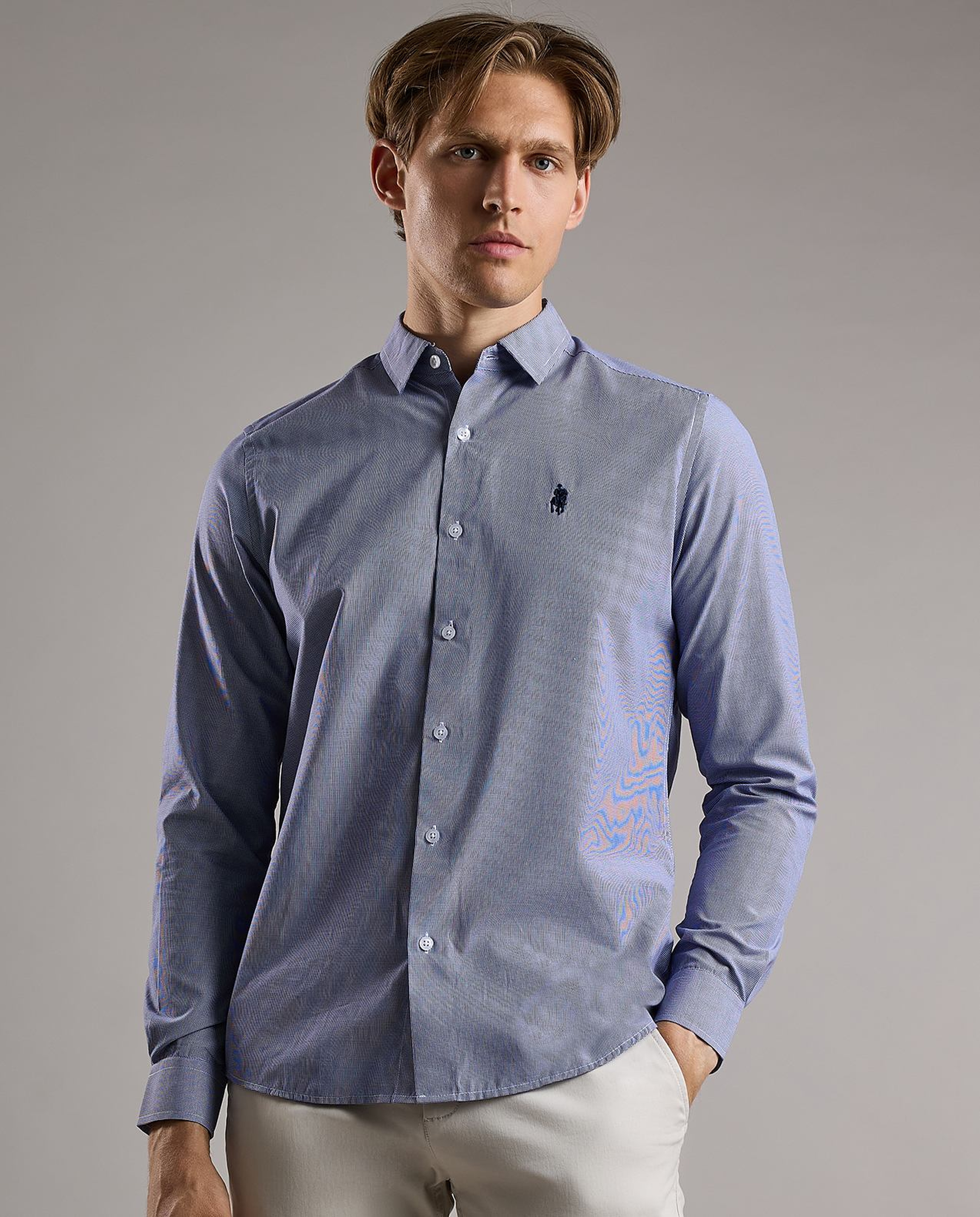 Patterned Shirt with Classic Collar and Long Sleeves