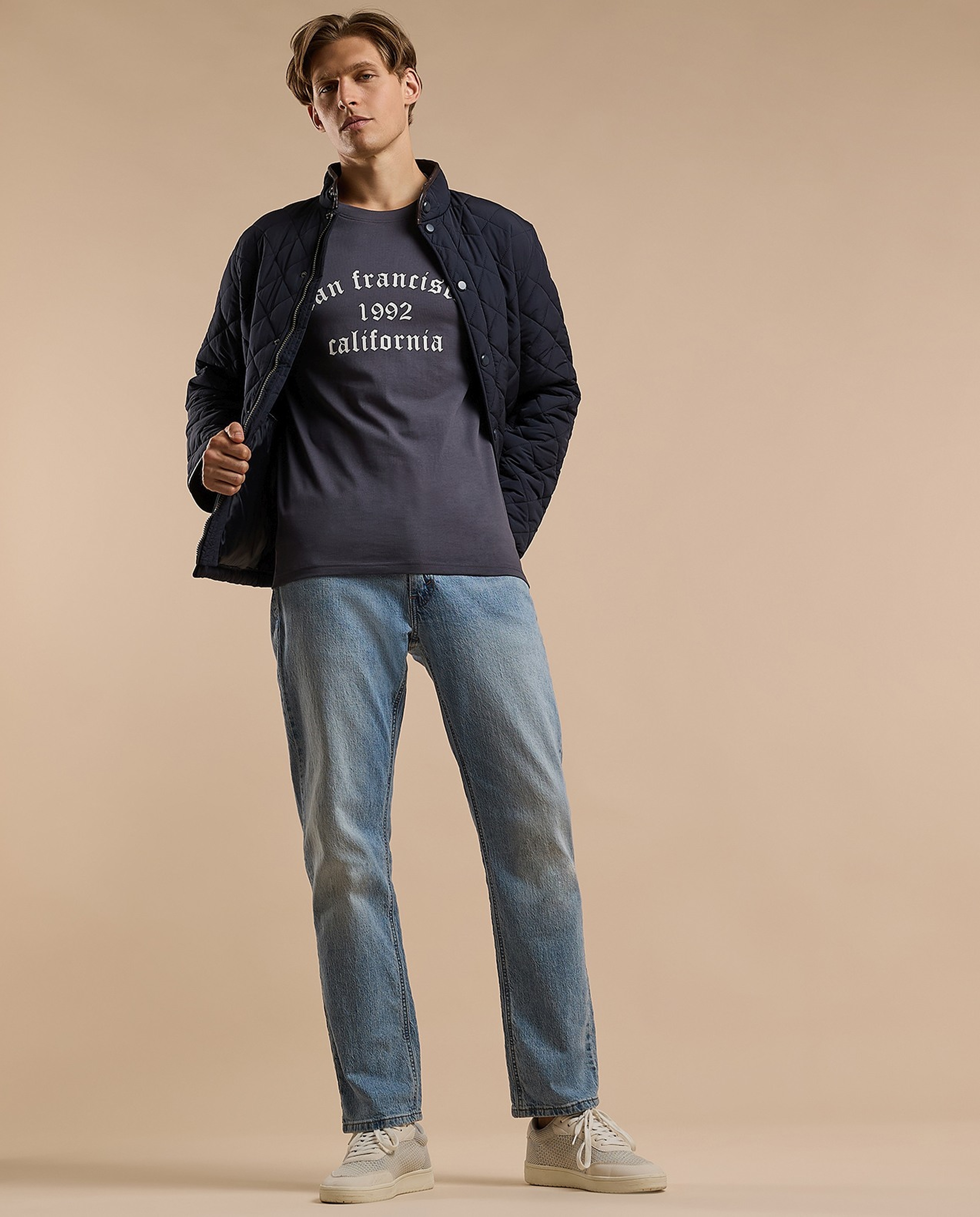 Typography Print T-Shirt with Crew Neck and Short Sleeves