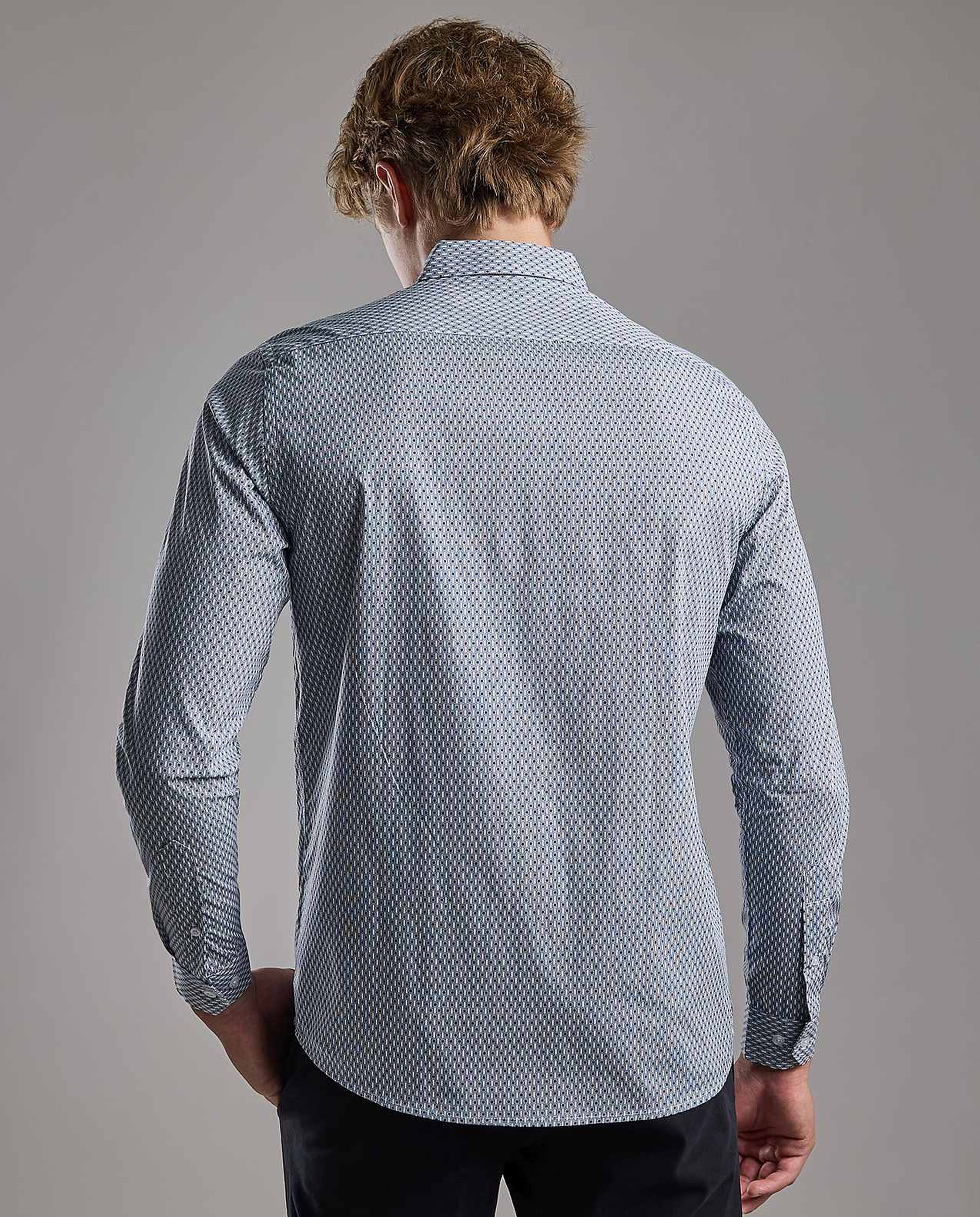 Patterned Shirt with Classic Collar and Long Sleeves