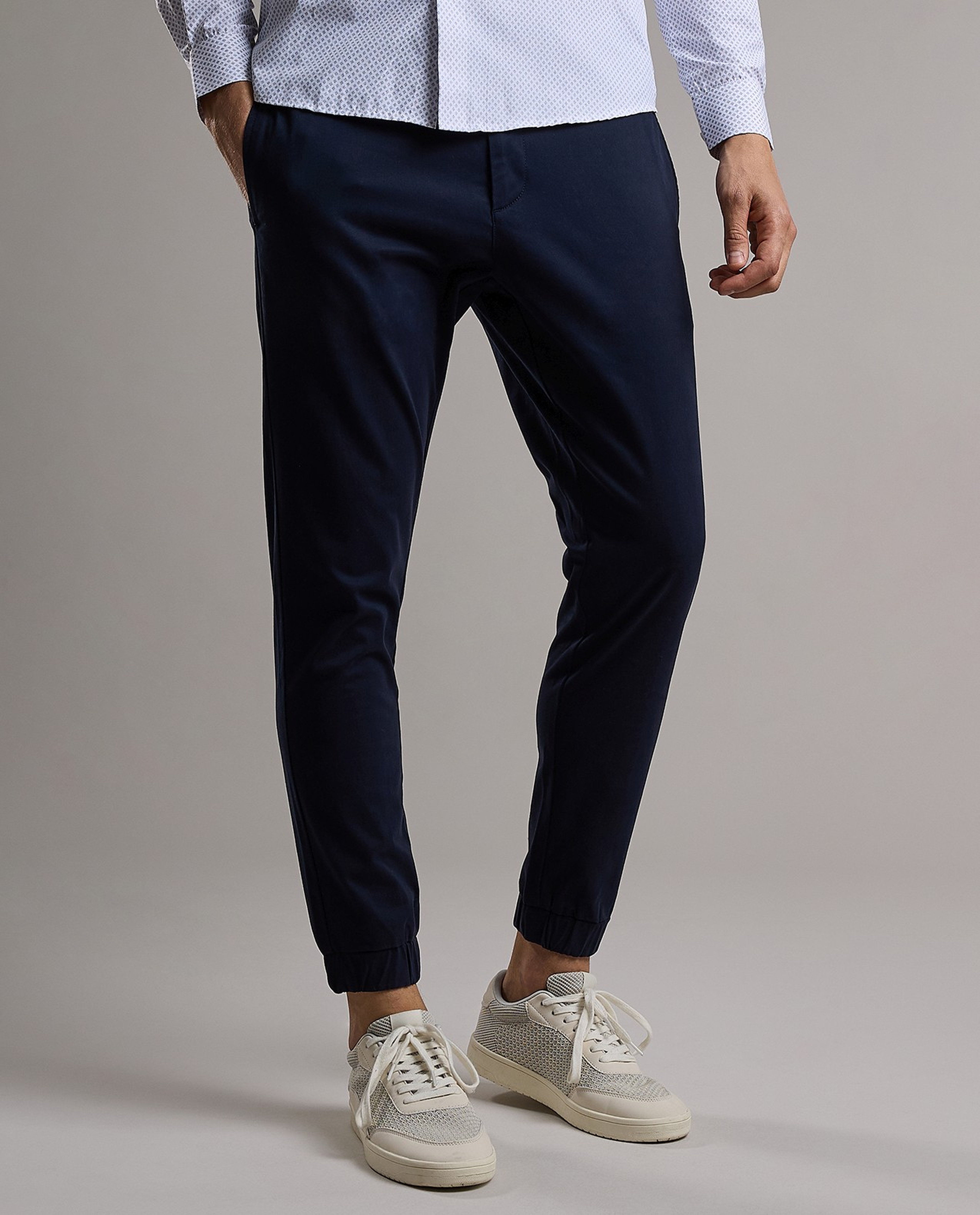 Solid Jogger Pants with Drawstring Waist