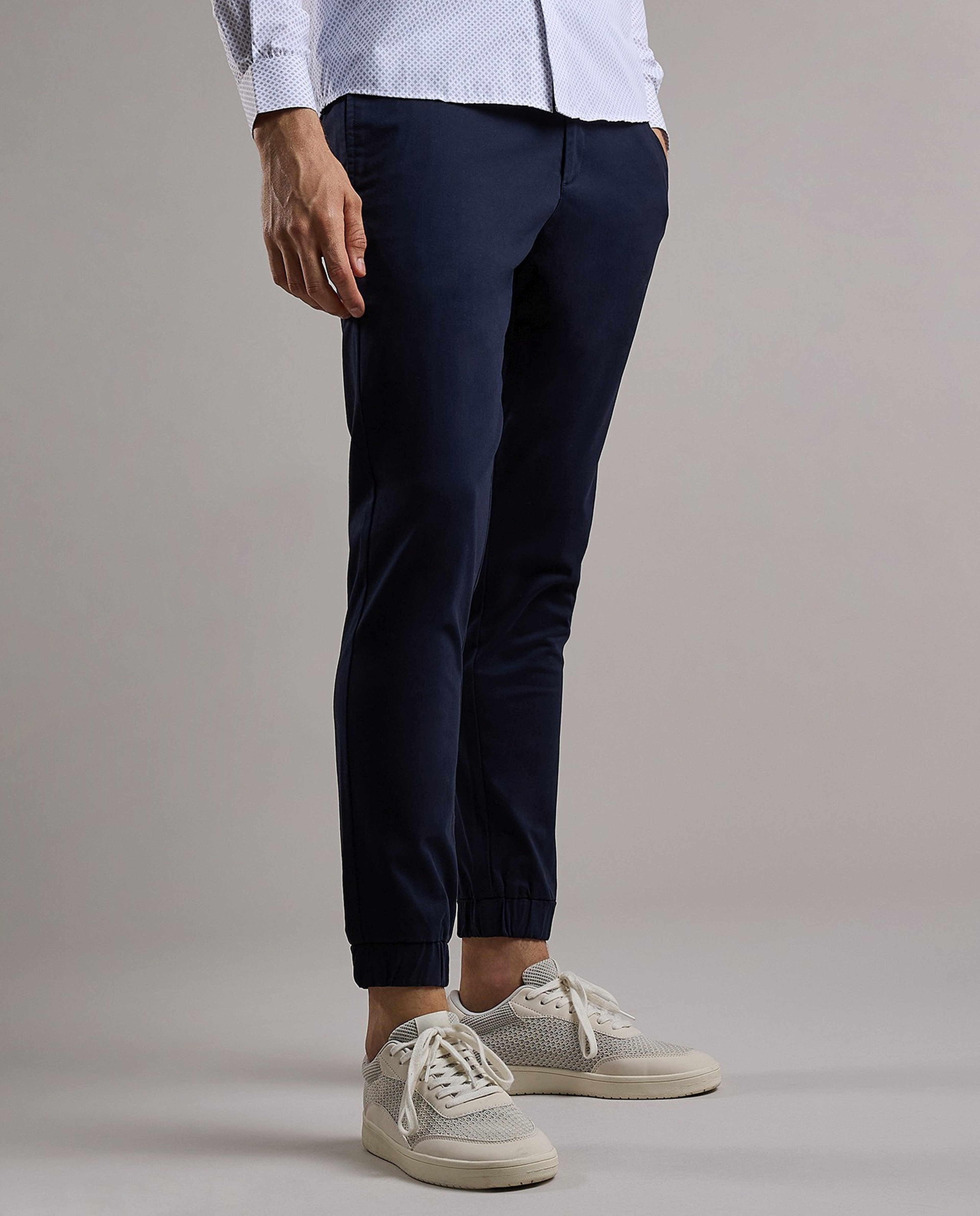 Solid Jogger Pants with Drawstring Waist