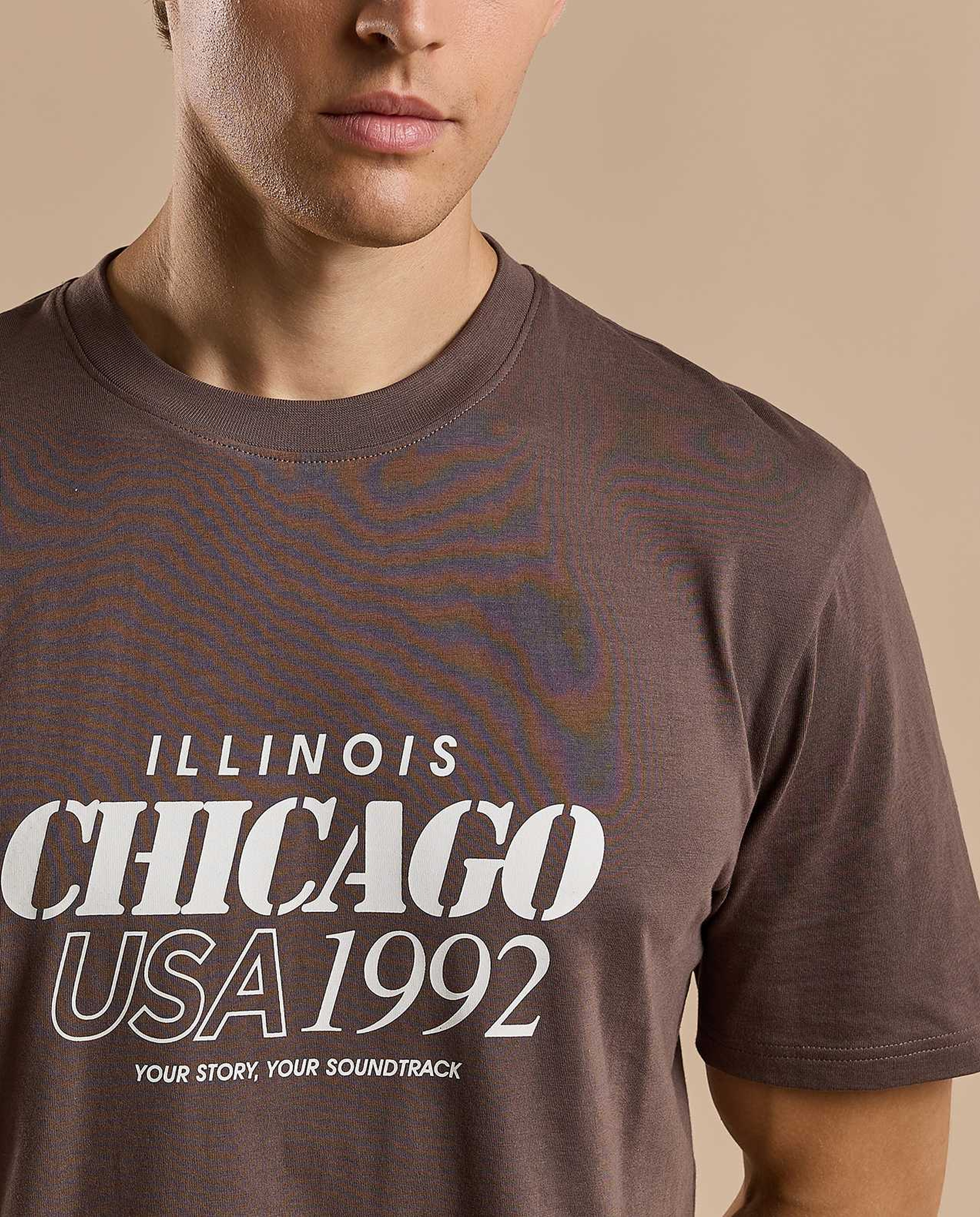 Typography Print T-Shirt with Crew Neck and Short Sleeves